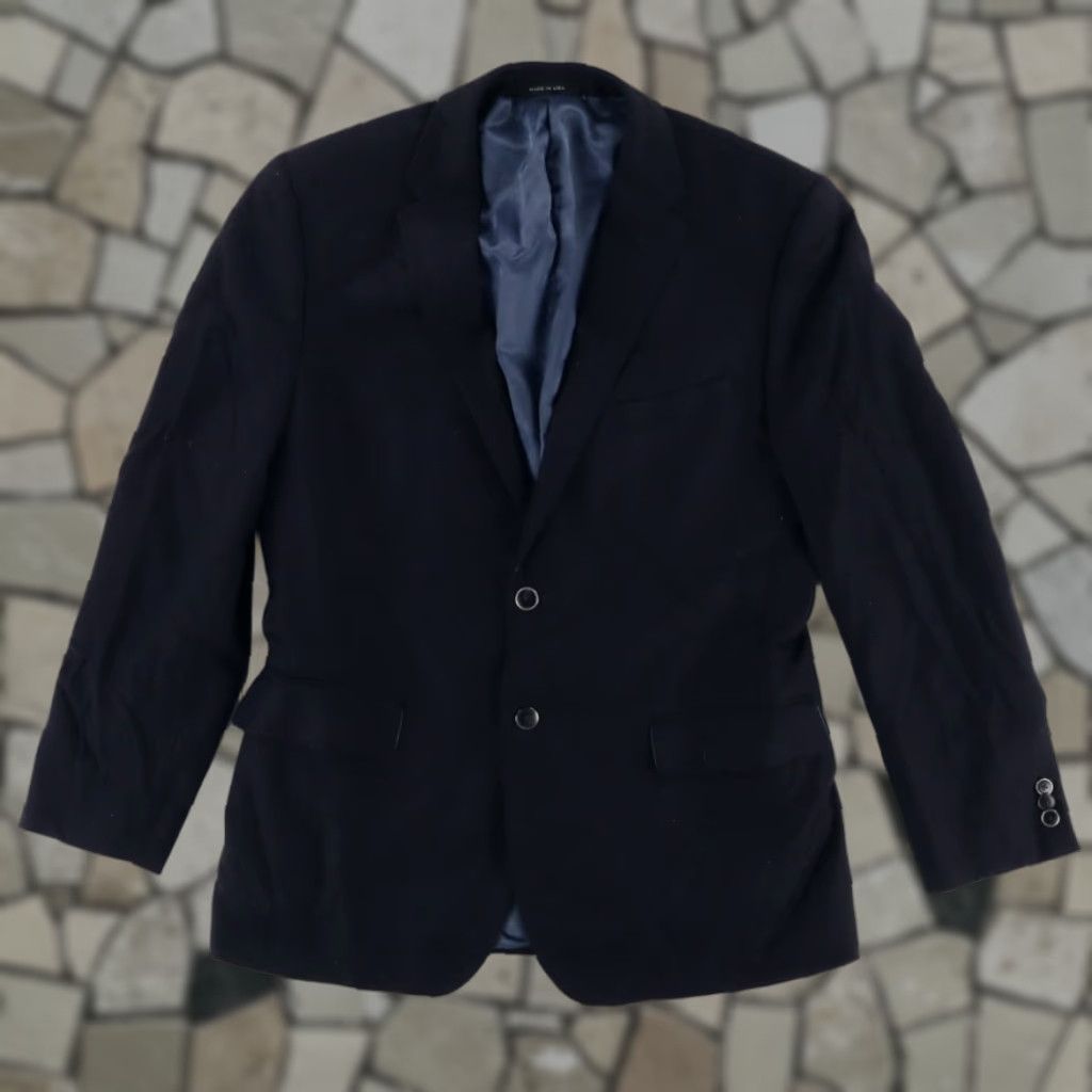 Saks Fifth Avenue Saks Fifth Avenue Super 120s Loro Piana Blazer Hopsack Navy Jacket Mens 42R Size 42R - 1 Thumbnail