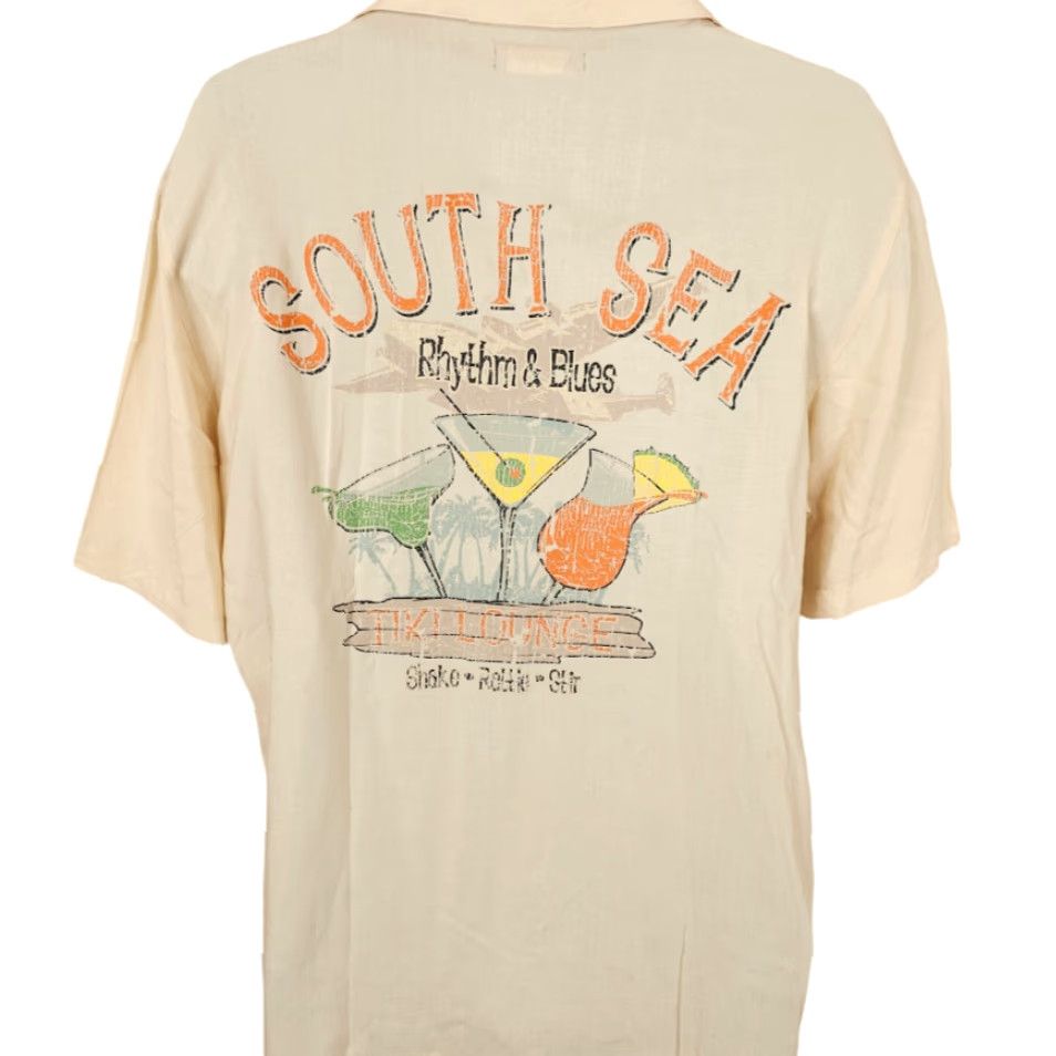 Vintage Puritan Tiki Lounge Camp Shirt Mens Beige M Short Sleeve Button-Up Hawaiian 90s? (Note: Original lacks decade; please verify) Size US M / EU 48-50 / 2 - 4 Thumbnail