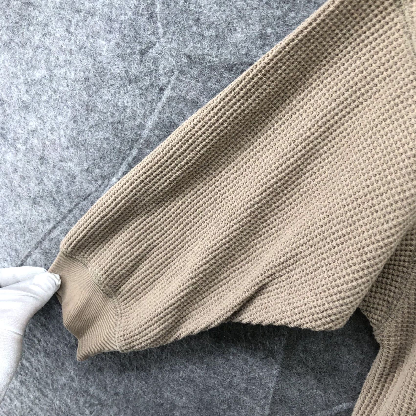 Uniqlo Uniqlo Waffle Crewneck Midi Dress Womens XS Beige 3/4 Sleeve Thermal Lounge Size XS / US 0-2 / IT 36-38 - 6 Thumbnail