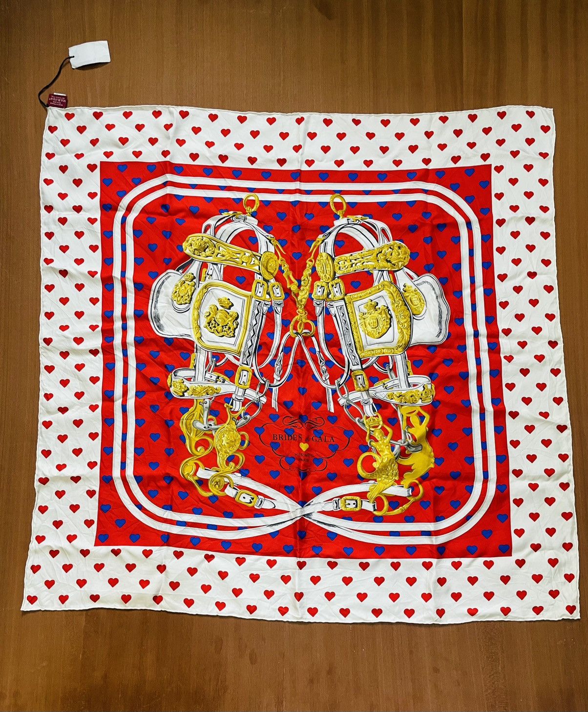 Hermès "Brides de Gala Love" Red Silk Twill Scarf 90 cm