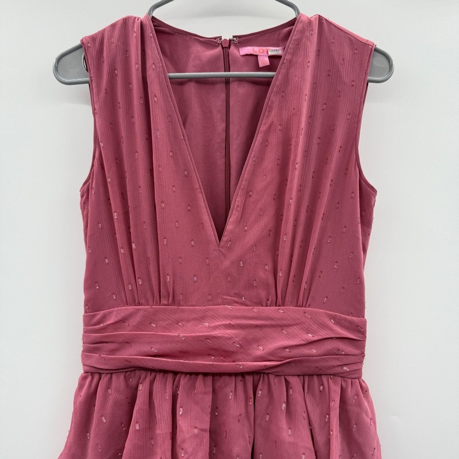 REVOLVE LDT Pink Rose Metallic Peplum Waist V Neck Maxi Gown Dress Size XS / US 0-2 / IT 36-38 - 4 Thumbnail