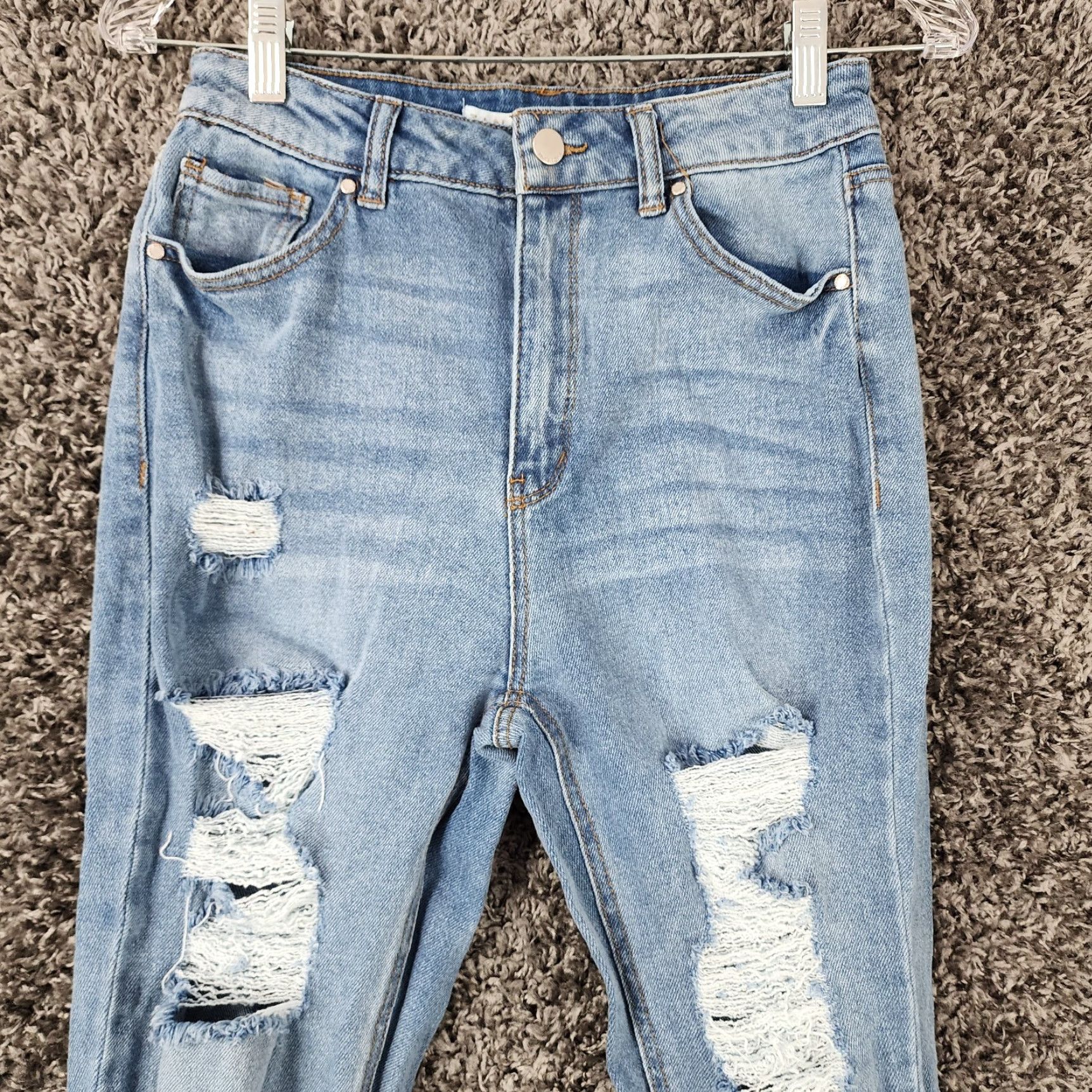 Vintage Tinseltown Jeans Womens Light Wash Distressed Blue Size 9 Skinny Jeans 26W 28In Size 30" / US 8 / IT 44 - 2 Thumbnail