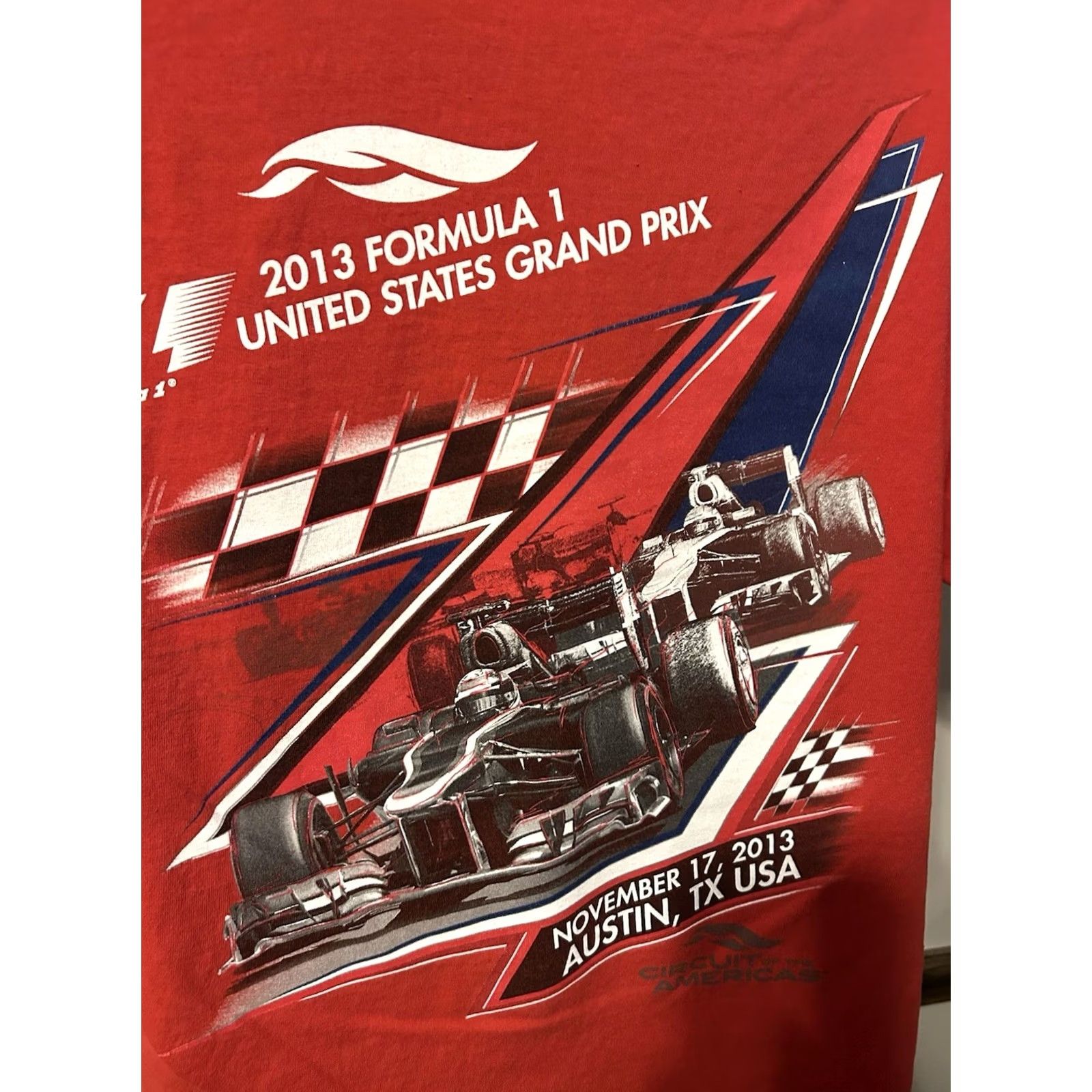 Gildan Formula 1 United States Grand Prix 2013 Shirt Men L Red Double-Sided Texas Gildan Size US L / EU 52-54 / 3 - 6 Thumbnail