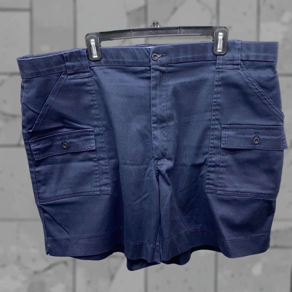 Vintage Sportif Mens Casual Shorts Navy Blue STRETCH Polyester Blend 42 Regular Waist 42 Front Flat Blue Mens Size US 42 / EU 58 - 1 Thumbnail