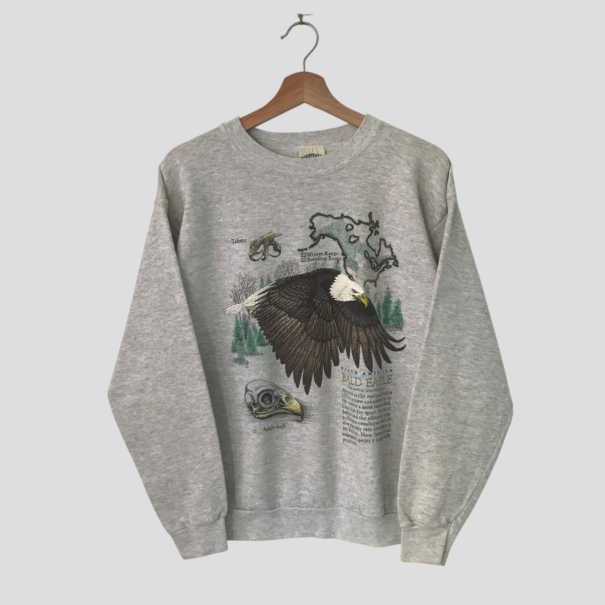 American Eagle Outfitters Vintage American Bald Eagle Grey Sweatshirt - 303 Size US M / EU 48-50 / 2 - 1 Thumbnail