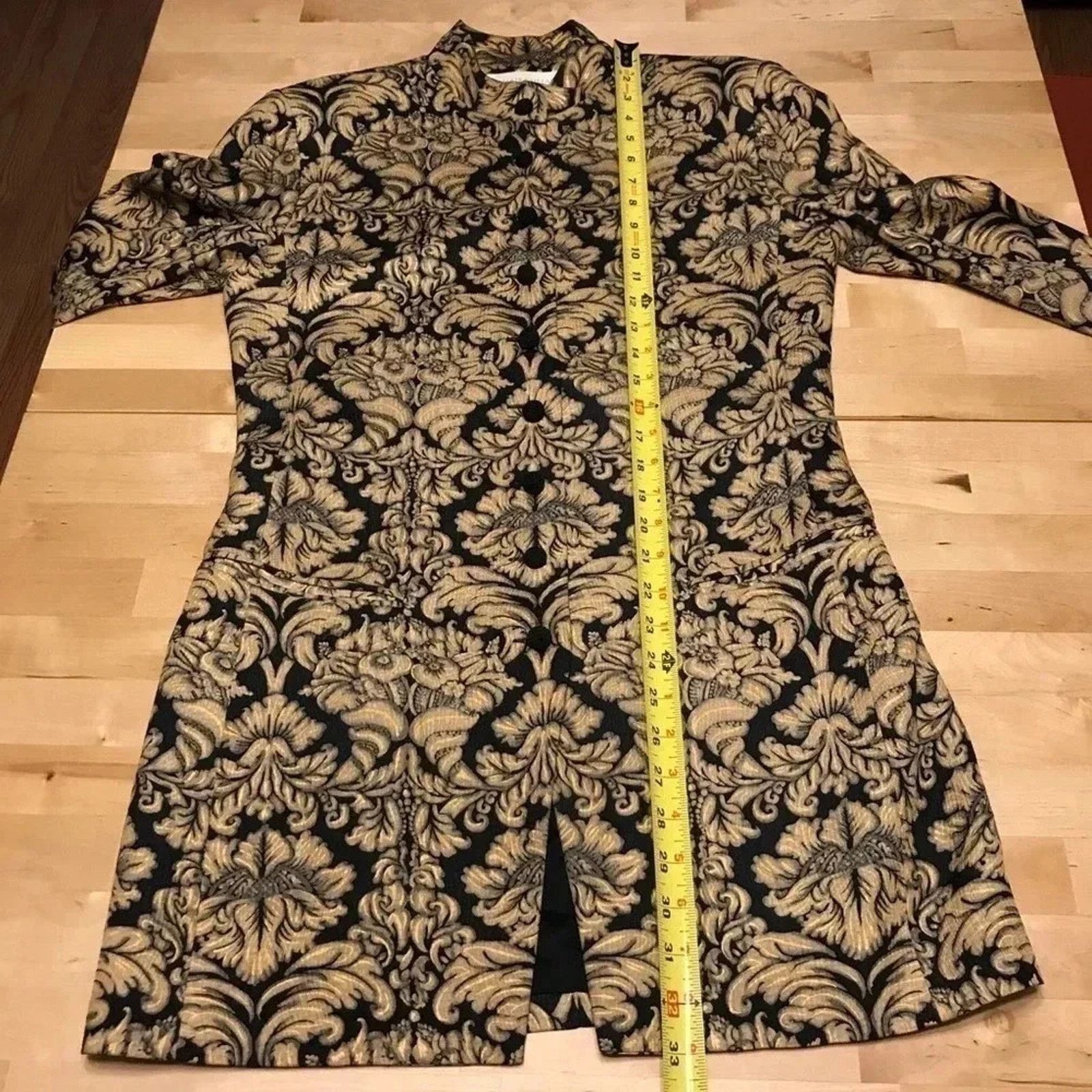 Other Dana Buchman Silk Floral Damask Long Jacket Coat Size S / US 4 / IT 40 - 12 Thumbnail