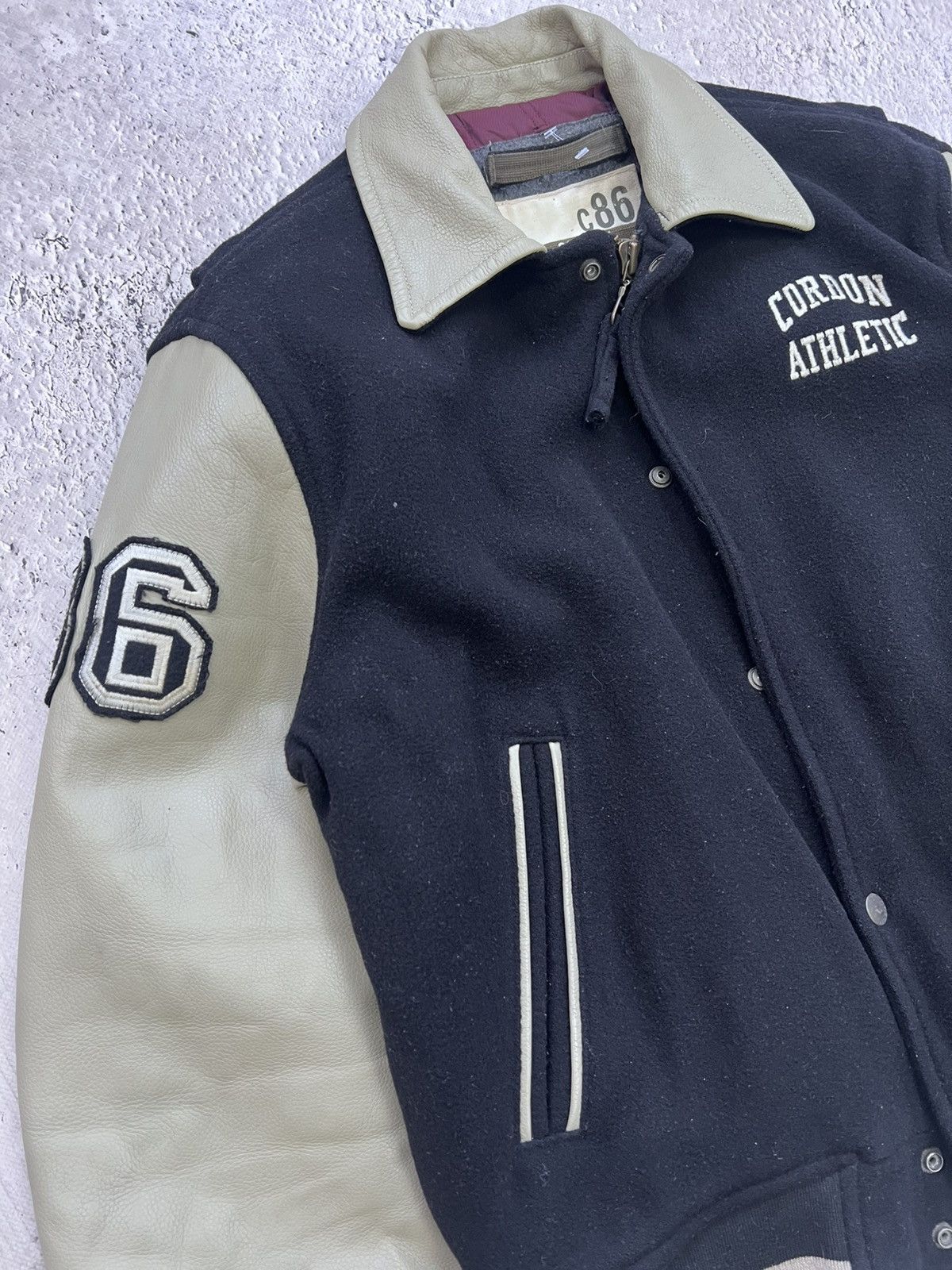 Japanese Brand × NBA Vintage 80's LEATHER Japan Leather Wool Varsity Jacket Size US L / EU 52-54 / 3 - 4 Thumbnail