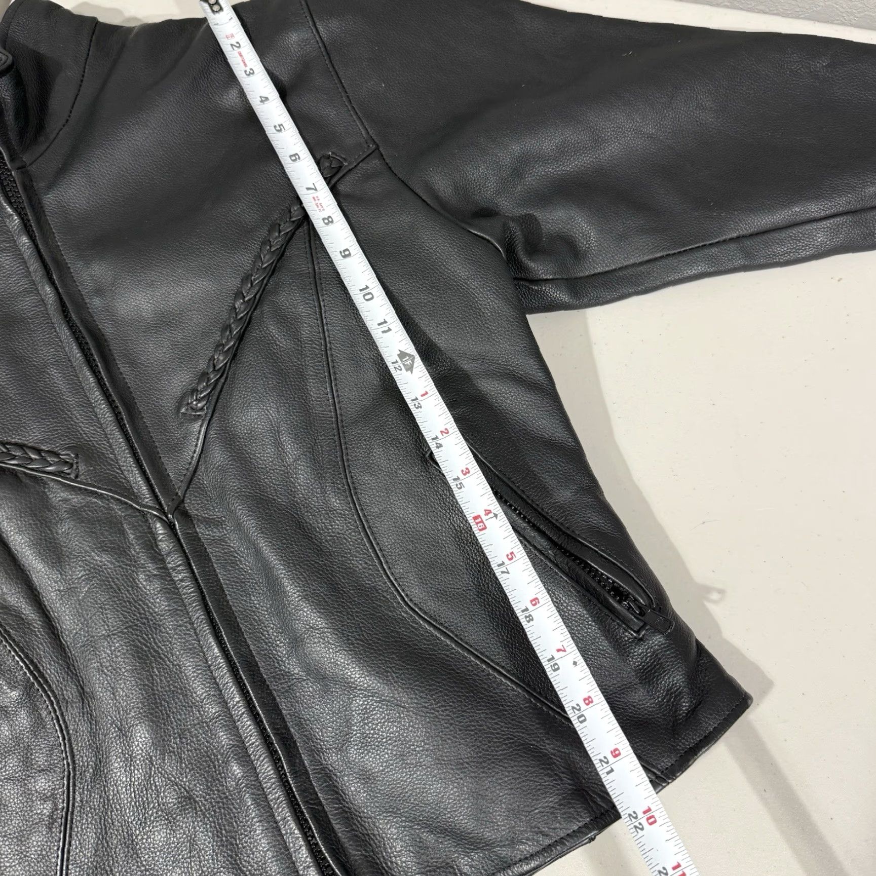 Element Xelement Leather Jacket Women’s M Black Braided Accents Motorcycle Zip Full Zip Ladies Jacket Size M / US 6-8 / IT 42-44 - 2 Thumbnail