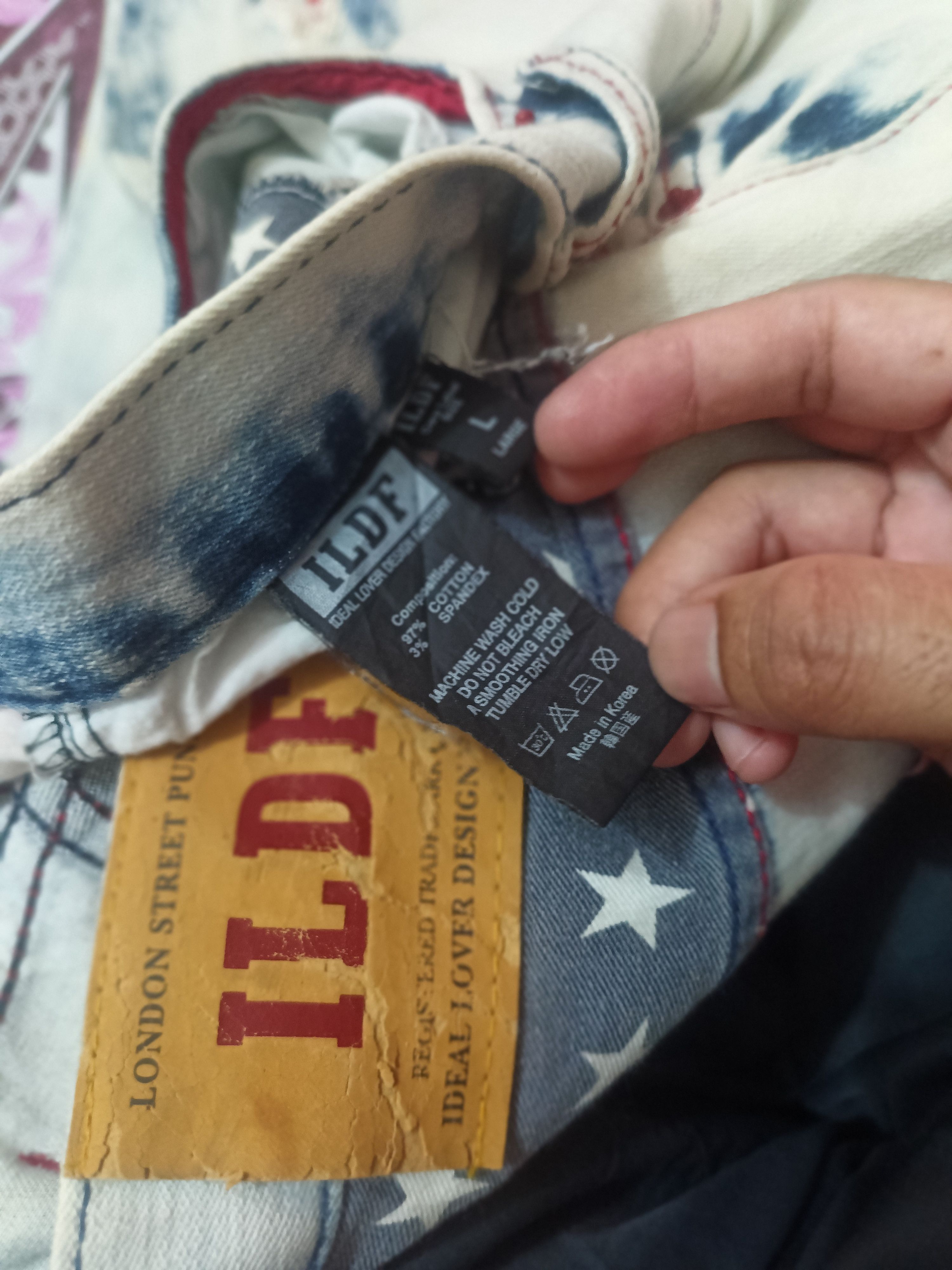 14th Addiction × If Six Was Nine × Japanese Brand ILDF street makes it punk Acid wash jeans USA flag Size US 33 - 10 Thumbnail