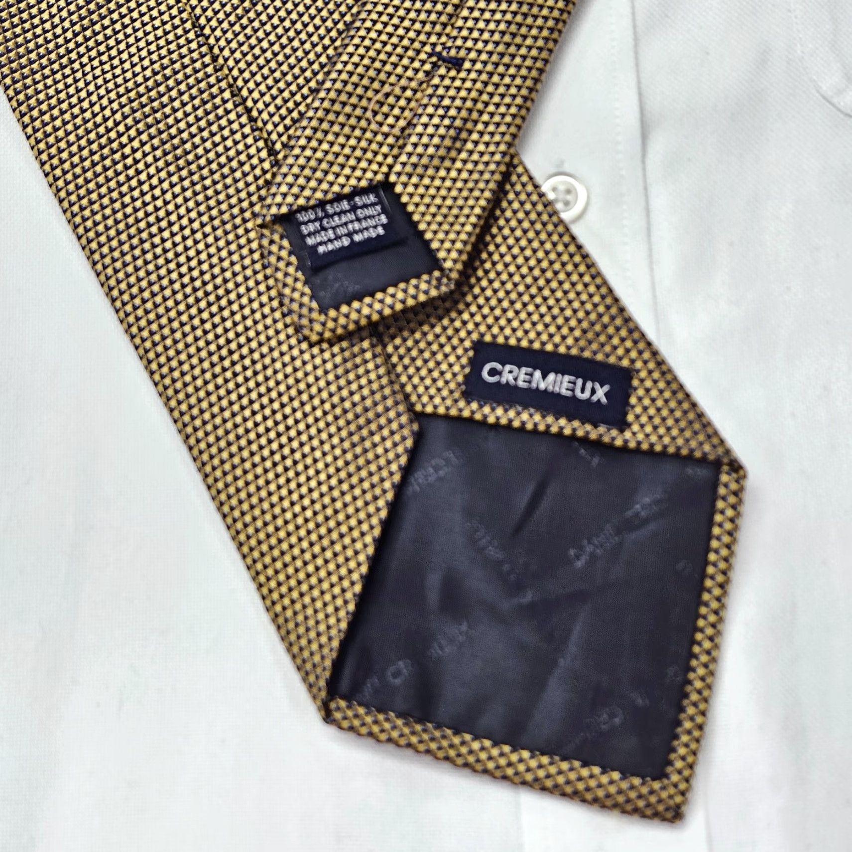 Cremieux Daniel Cremieux Silk Dress Tie Woven 58.75" X 4" Gold Geometric France 100% Silk Mens Tie Size ONE SIZE - 4 Thumbnail