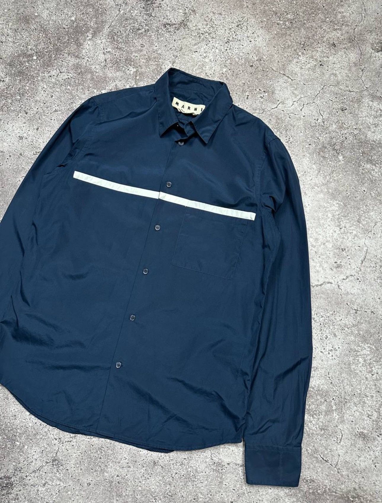 Marni MARNI Blue Pocket Casual Shirt Size US M / EU 48-50 / 2 - 2 Thumbnail
