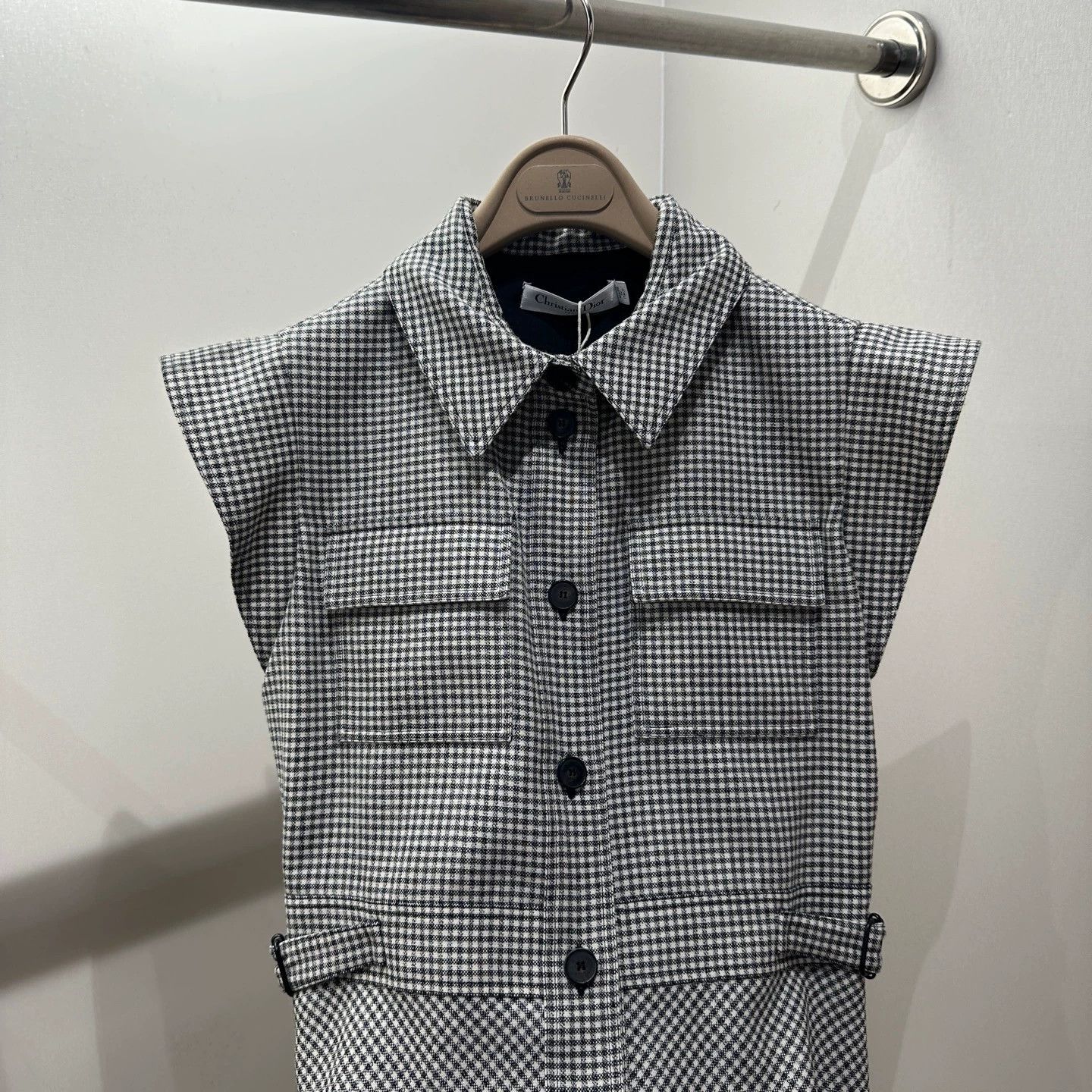 Dior Dior Blk & Wht Check Single-Breasted Wool 38 Dress Size S / US 4 / IT 40 - 6 Thumbnail