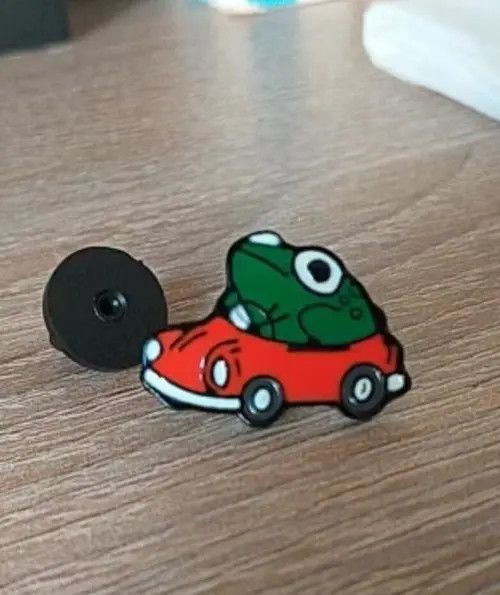 Other Cute Frog Drive Red Car Enamel Pin Size ONE SIZE - 3 Thumbnail