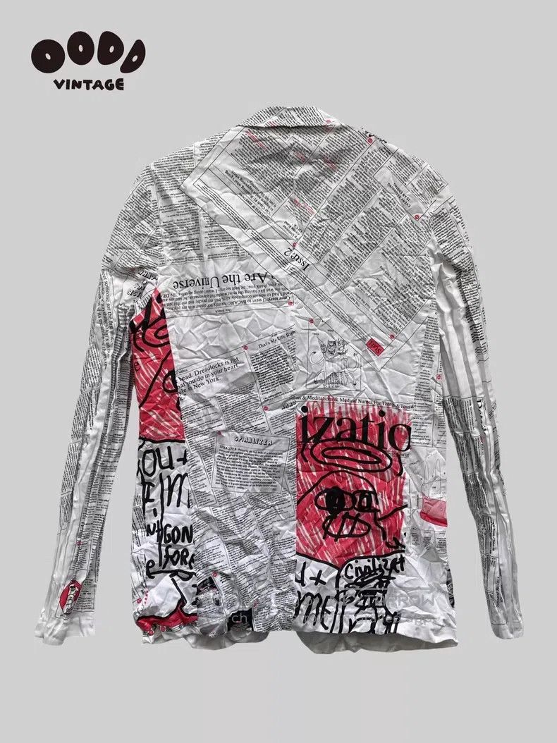 Junya Watanabe Junya Watanabe Newspaper Graffiti Pleated Jacket Size US M / EU 48-50 / 2 - 2 Thumbnail