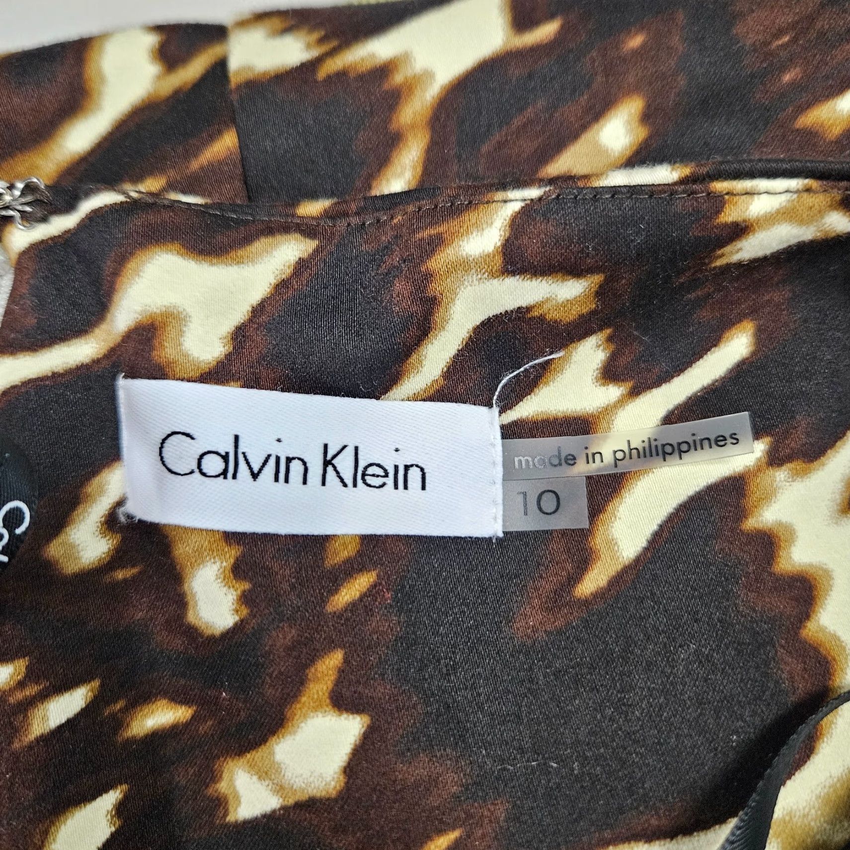 Calvin Klein Calvin Klein Womens Dress Sz 10 Black Brown Animal Print Sleeveless Cotton Blend Size L / US 10 / IT 46 - 5 Thumbnail