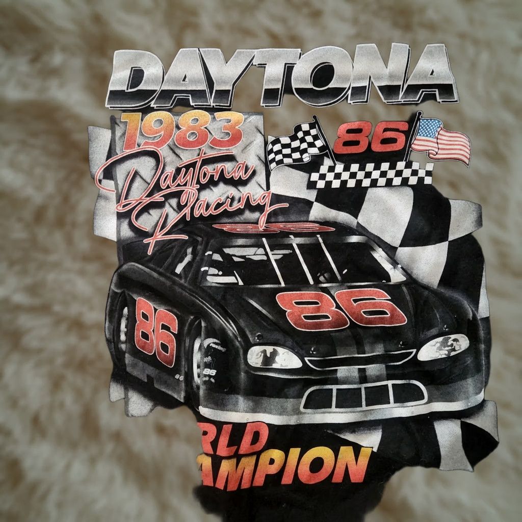 NASCAR NASCAR Daytona 500 Shirt Mens XL Black Double Sided Retro Style 1983 Tee Size US XL / EU 56 / 4 - 1 Thumbnail