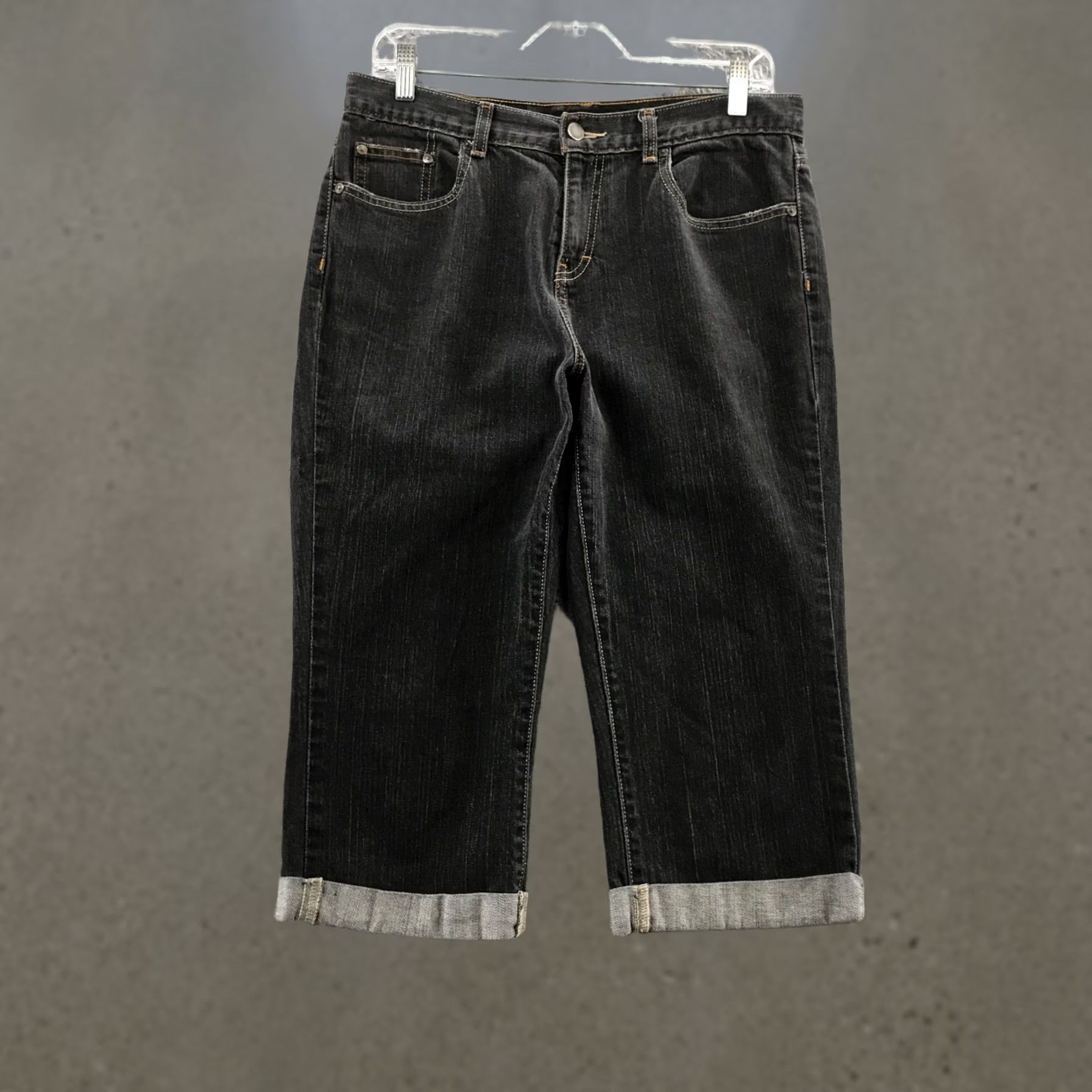 Calvin Klein Calvin Klein Capri Bootcut Jeans Womens 10 Black Cotton Blend Denim 5-Pocket Regular Stretch Modern Classic Womens Size 32" / US 10 / IT 46 - 1 Thumbnail