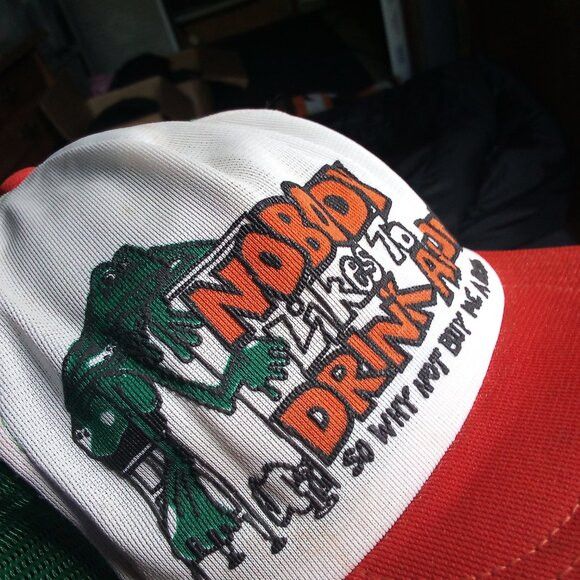 Other Vintage Nobody Likes To Drink Alone Snap Trucker Hat Cap Size ONE SIZE - 2 Thumbnail