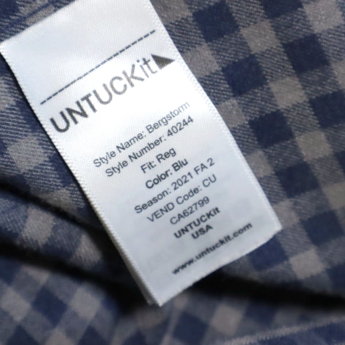 UNTUCKit Untuckit Bergstrom Flannel Check Button Up Shirt Navy Men's L Size US L / EU 52-54 / 3 - 6 Thumbnail