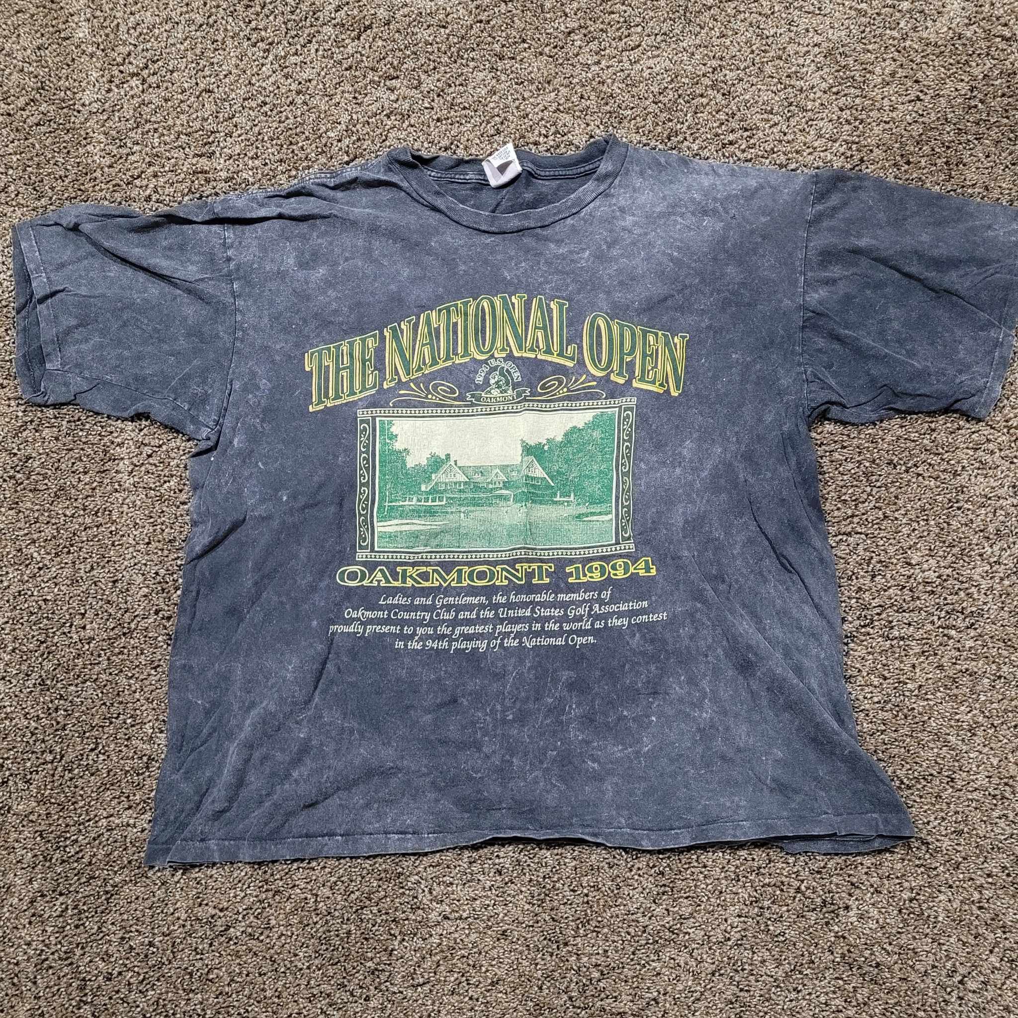 image of Vintage The National Open Oakmont 1994 Acid Wash Shirt in Grey, Men's (Size XL)