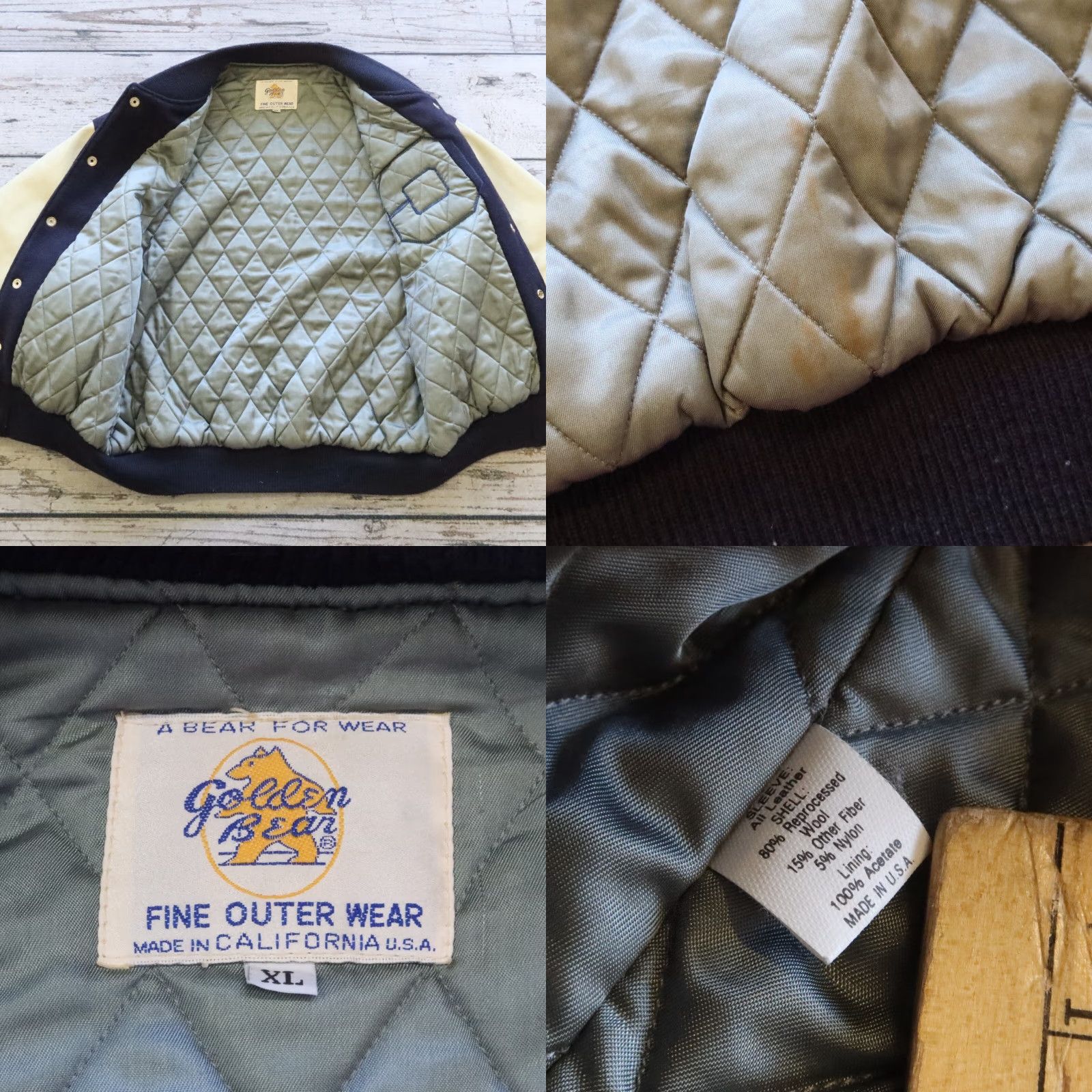 Golden Bear VINTAGE Golden Bear UC Berkeley Leather Wool Varsity Jacket XL Blue Mens Jacket Size US XL / EU 56 / 4 - 9 Thumbnail