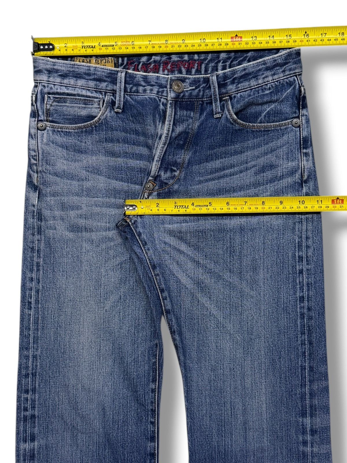 Japanese Brand Vintage Flash Report Selvedge Denim Jeans | Vintage Fade W31 Size US 31 - 19 Thumbnail