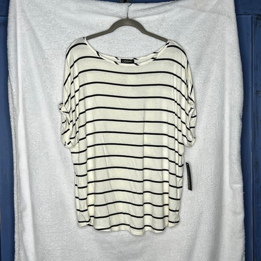 Colette Romey Cold Shoulder Knit Top - Stitch Fix Striped Soft Tee Size L / US 10 / IT 46 - 8 Thumbnail