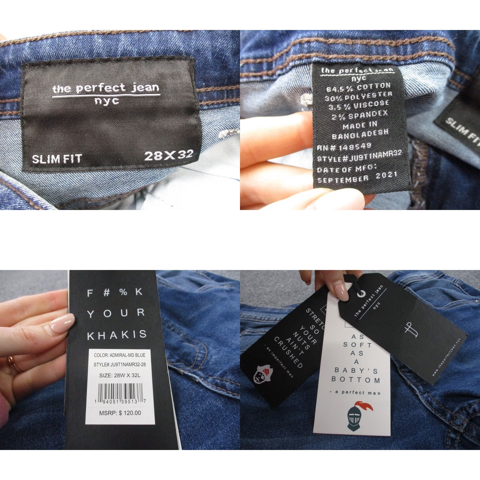 Denime Perfect Jean NYC Jeans Mens 28 X 32 Blue Denim Slim Straight Casual NEW Jeans Mens 28 X 32 Blue Denim Straight Casual Vintage? Size US 28 / EU 44 - 8 Thumbnail