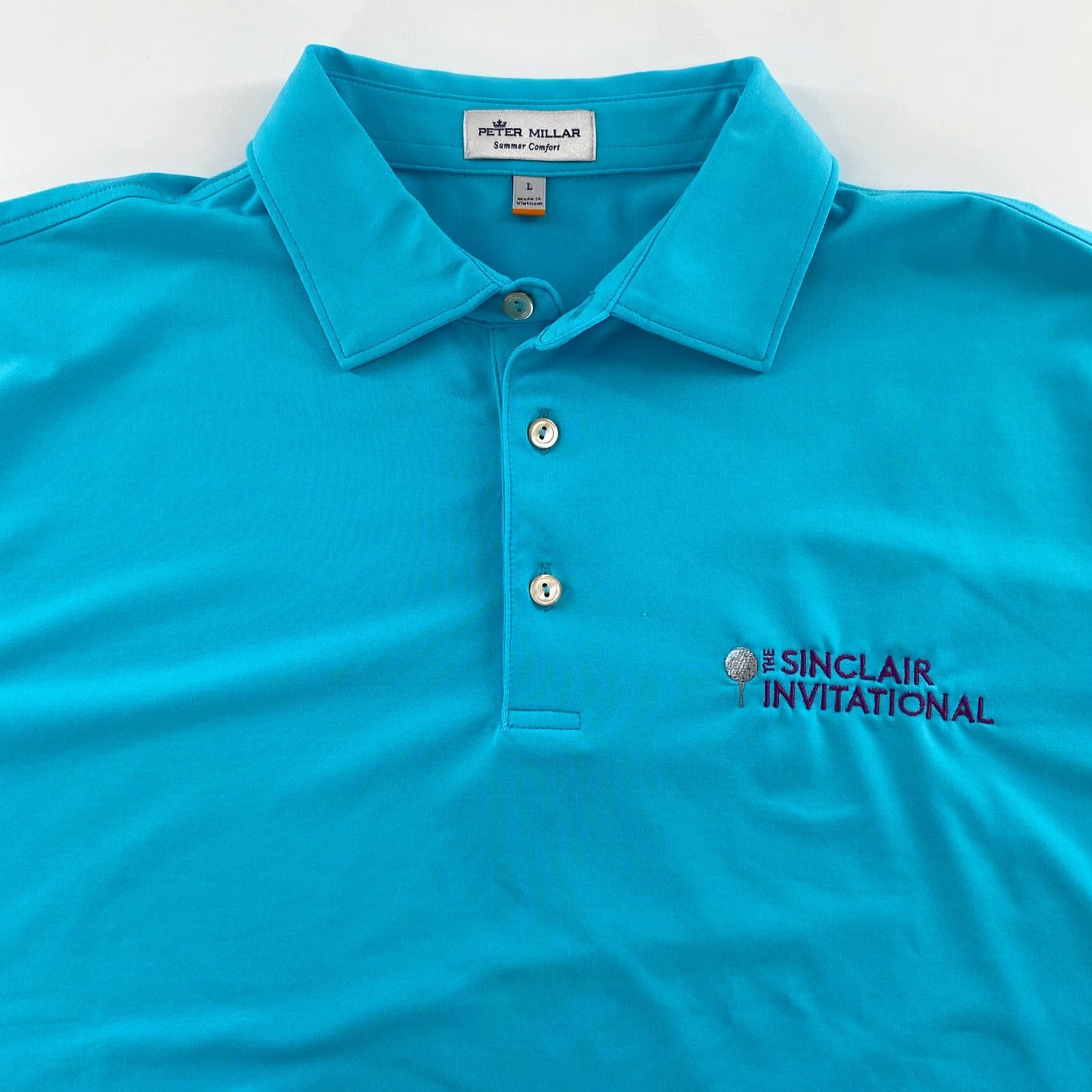 Peter Millar Peter Millar Summer Comfort Men Polo Shirt Large Blue The Sinclair Invitational Golf Sleeve Short Sleeve Collared Button Golf Brand Vintage No Size US L / EU 52-54 / 3 - 3 Thumbnail