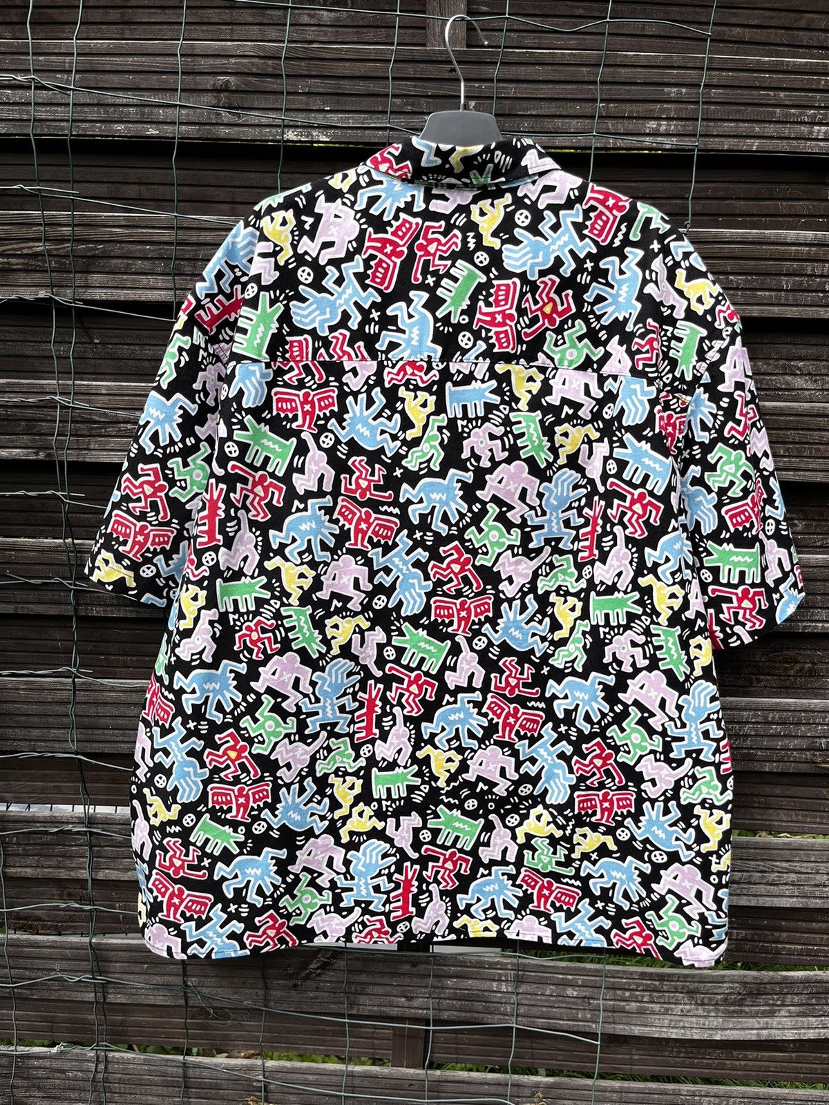 H&M × Keith Haring 🔴 Keith Haring H&M Grail Overprinted Button Up Shirt Y2K Size US XXL / EU 58 / 5 - 6 Thumbnail