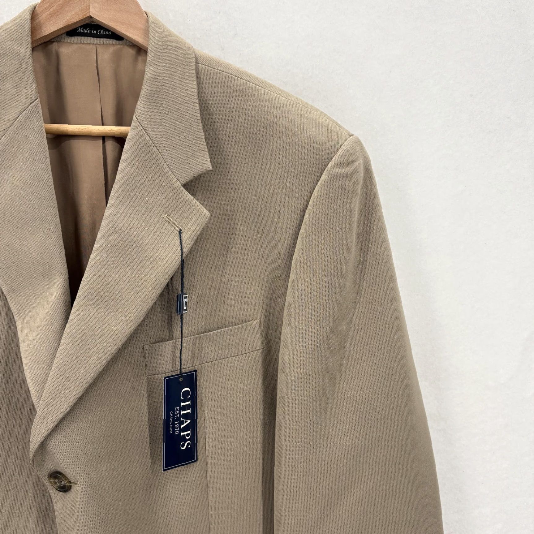 Chaps Chaps Blazer Mens 42L Tan Beige Sport Coat Three Button Workwear Business NWT Size 42R - 2 Thumbnail