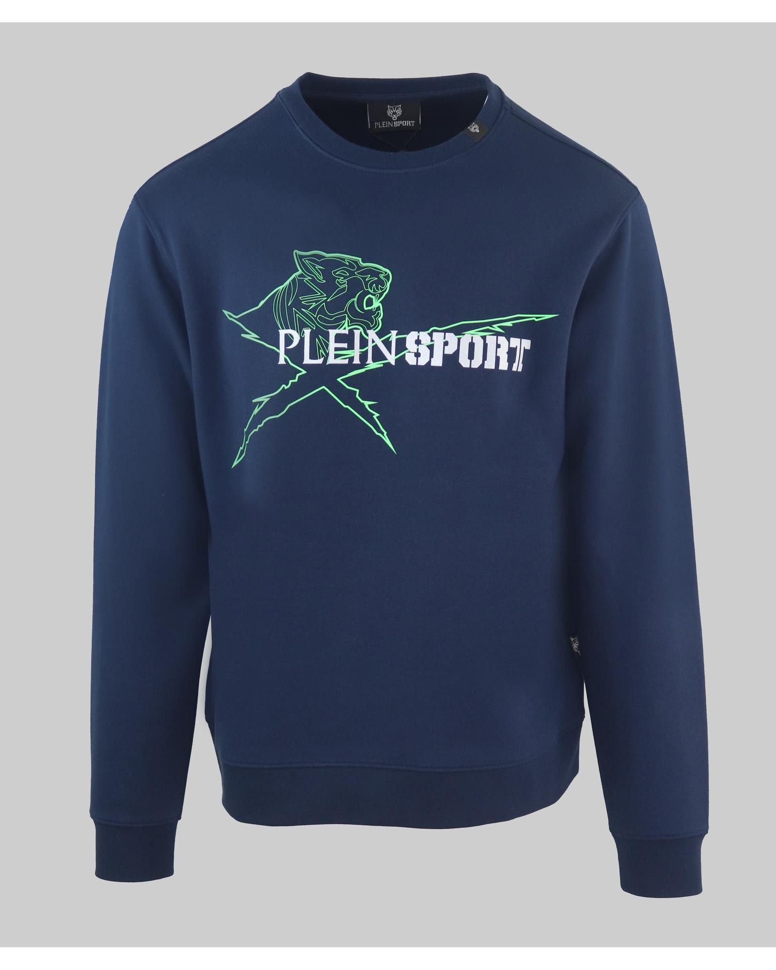 image of Philipp Plein Long-Sleeved Cotton Blend Sweatshirt in Blue, Men's (Size 2XL)