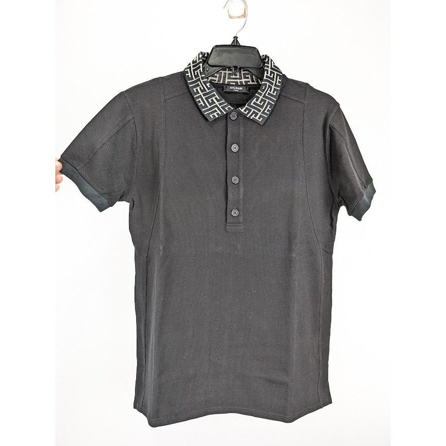 Balmain o1rshd1 Q:2 / Classic Polo with Monogram Logo Collar Black Size US M / EU 48-50 / 2 - 6 Thumbnail
