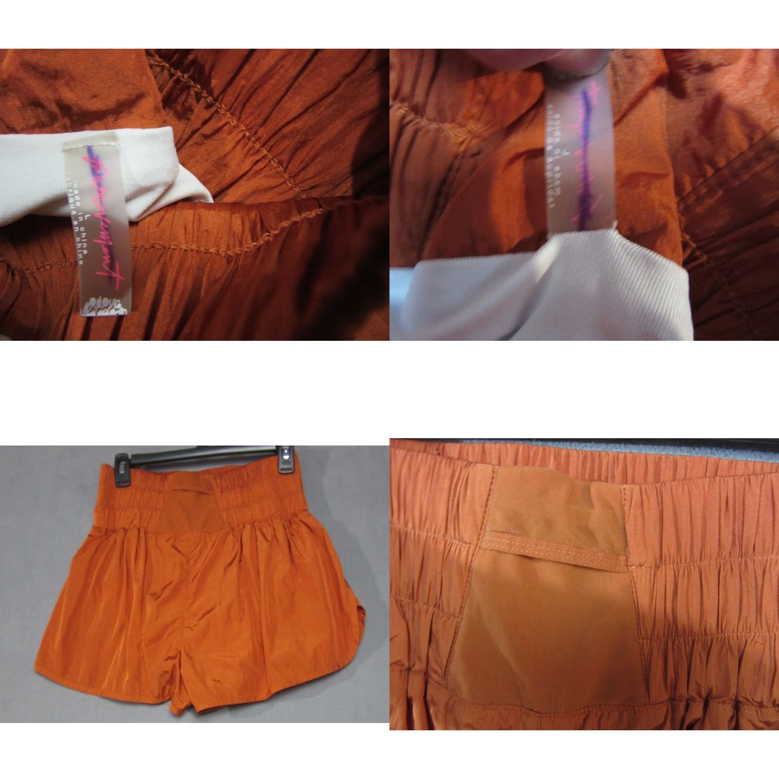 Free People Free People Shorts Women Large Orange Smocked High Waist The Way Home FP Movement Size 36" / US 14 / IT 50 - 8 Thumbnail