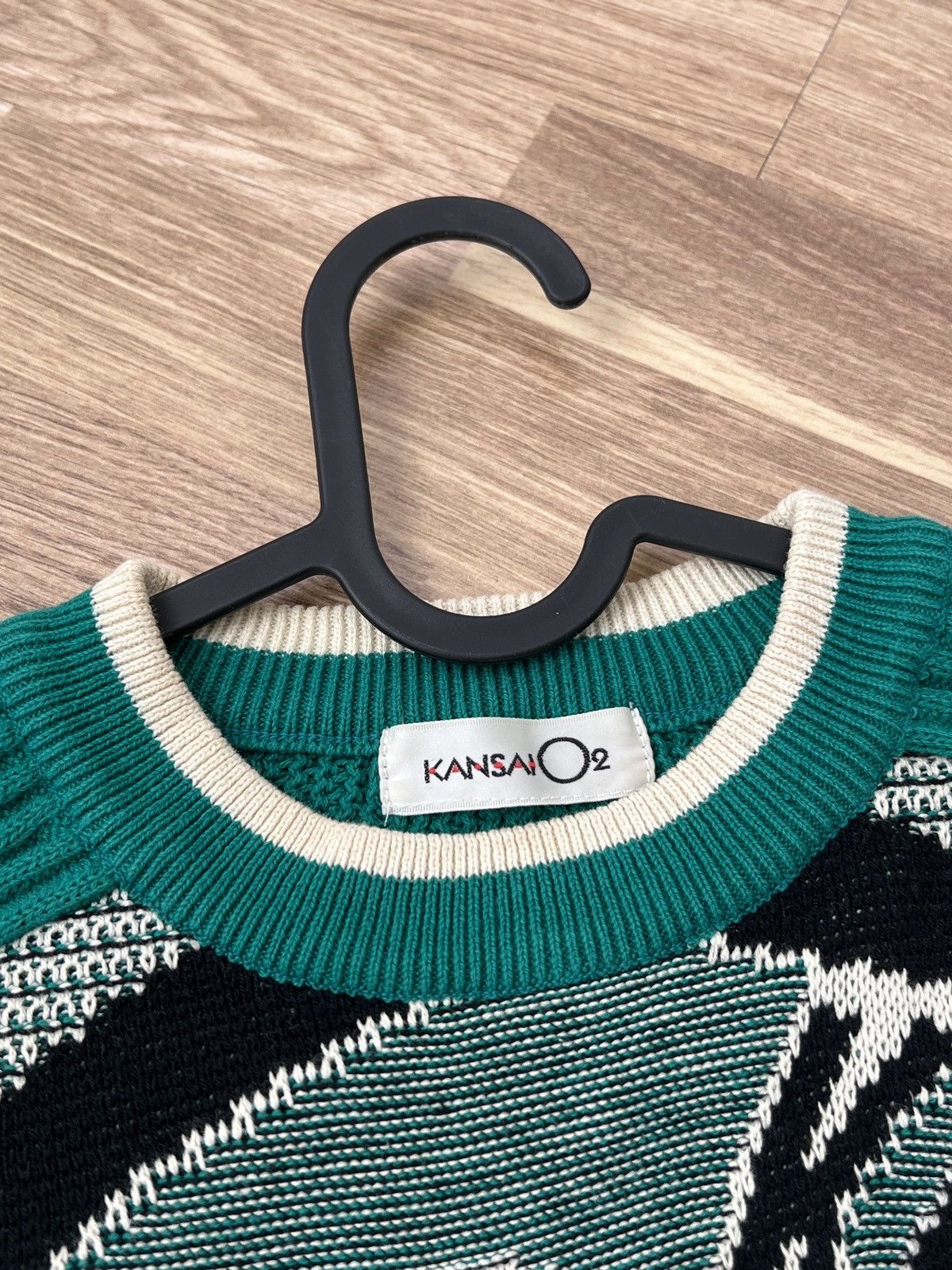Kansai Yamamoto Vintage Rare Kansai Yamamoto Cotton Green White Sweater M Size US M / EU 48-50 / 2 - 6 Thumbnail