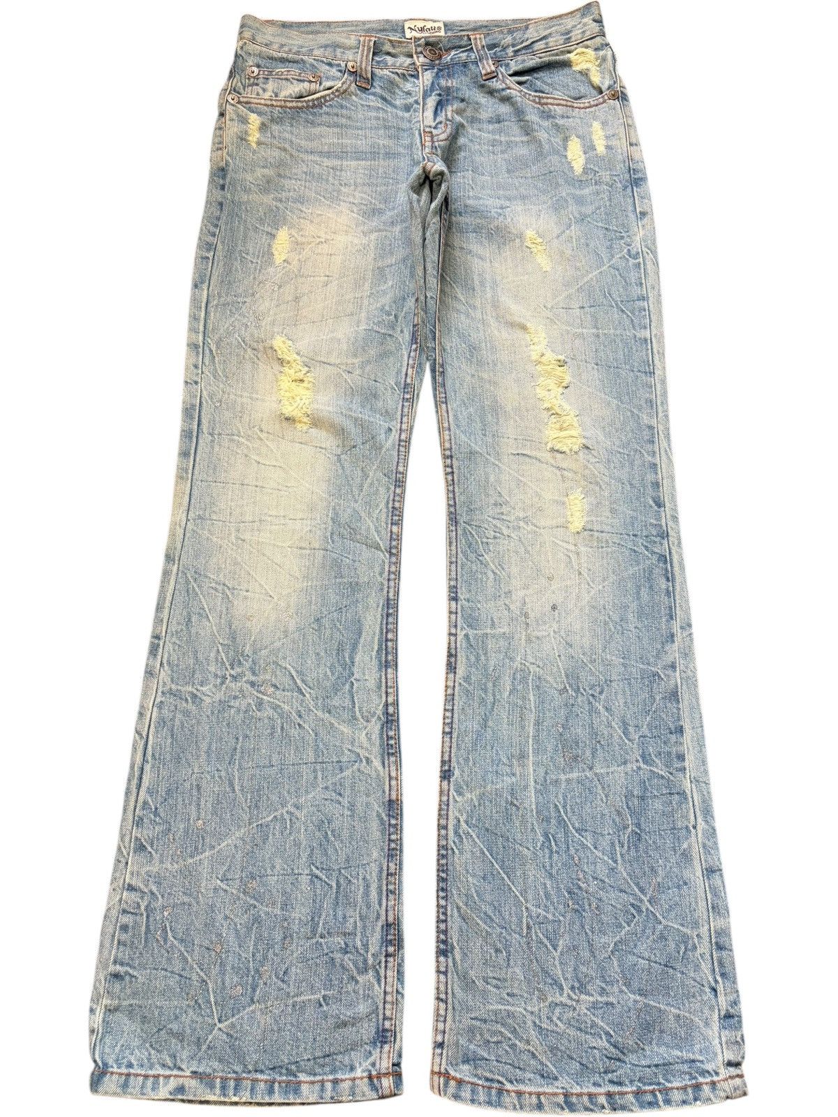 Vintage Nylaus Painted Splattered Distress Flare Jeans