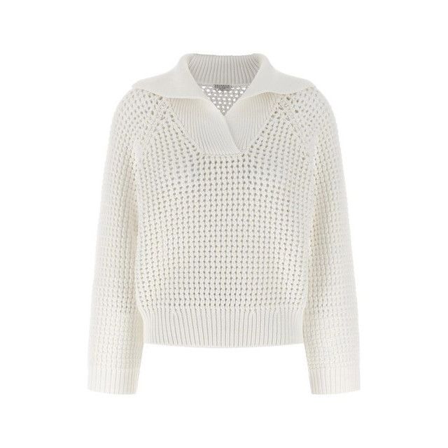 Brunello Cucinelli BRUNELLO CUCINELLI Openwork Panama Sweater New & Authentic ( Size M / US 6-8 / IT 42-44 - 1 Thumbnail
