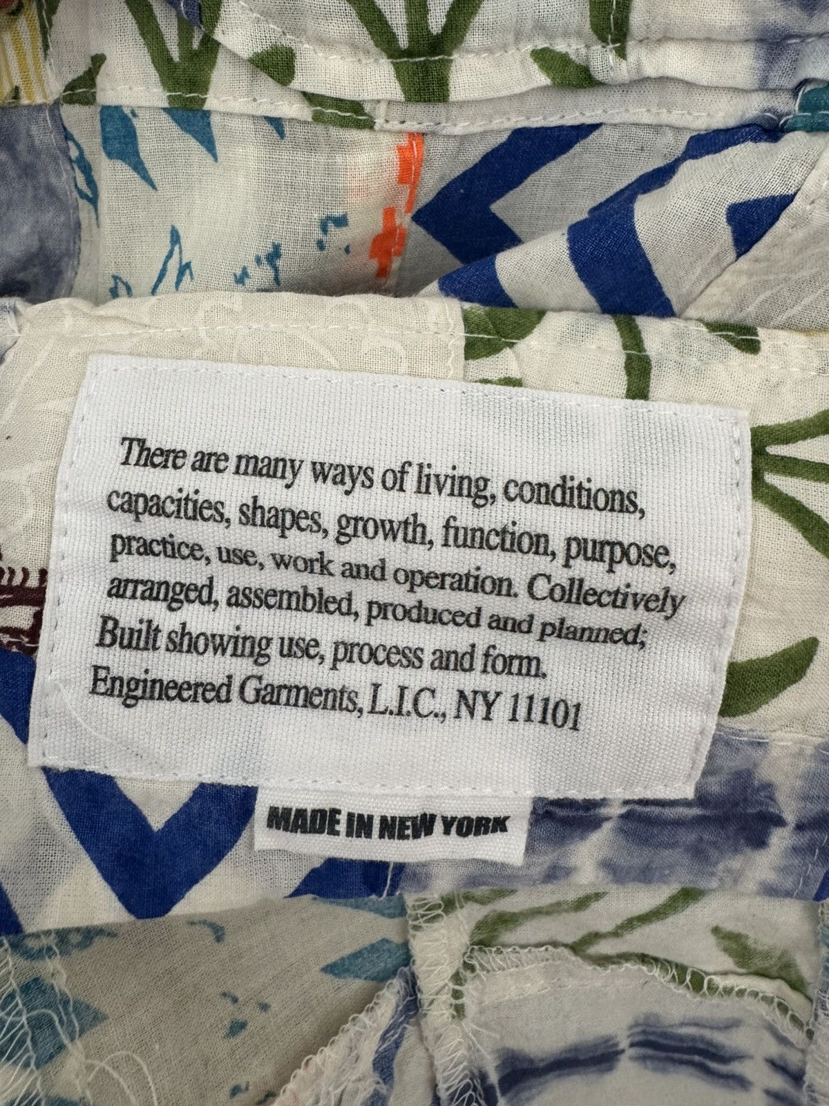 Engineered Garments Engineered Garments White Blue Patchwork Ethno Print Camp Size US XS / EU 42 / 0 - 25 Thumbnail