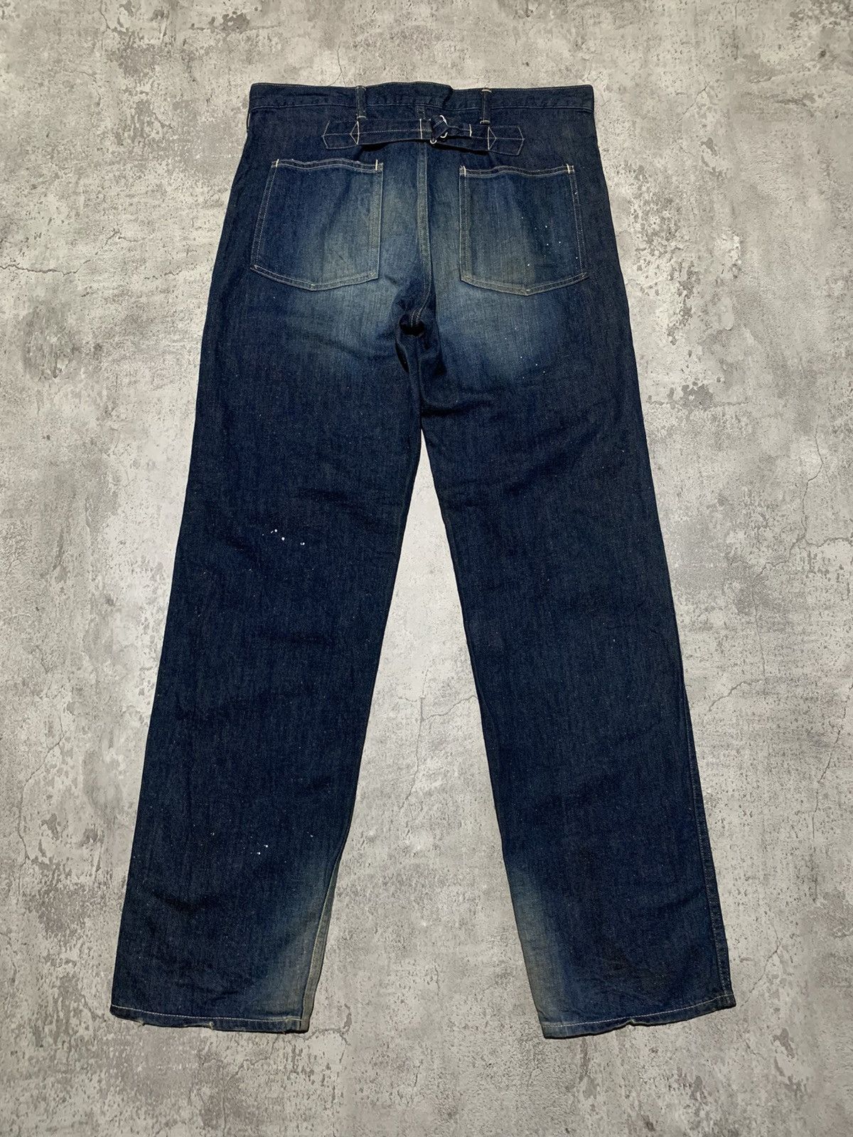 Le Grande Bleu (L.G.B.) Vintage Duffers fatigue buckleback splatter wide leg denim Size US 34 / EU 50 - 2 Thumbnail