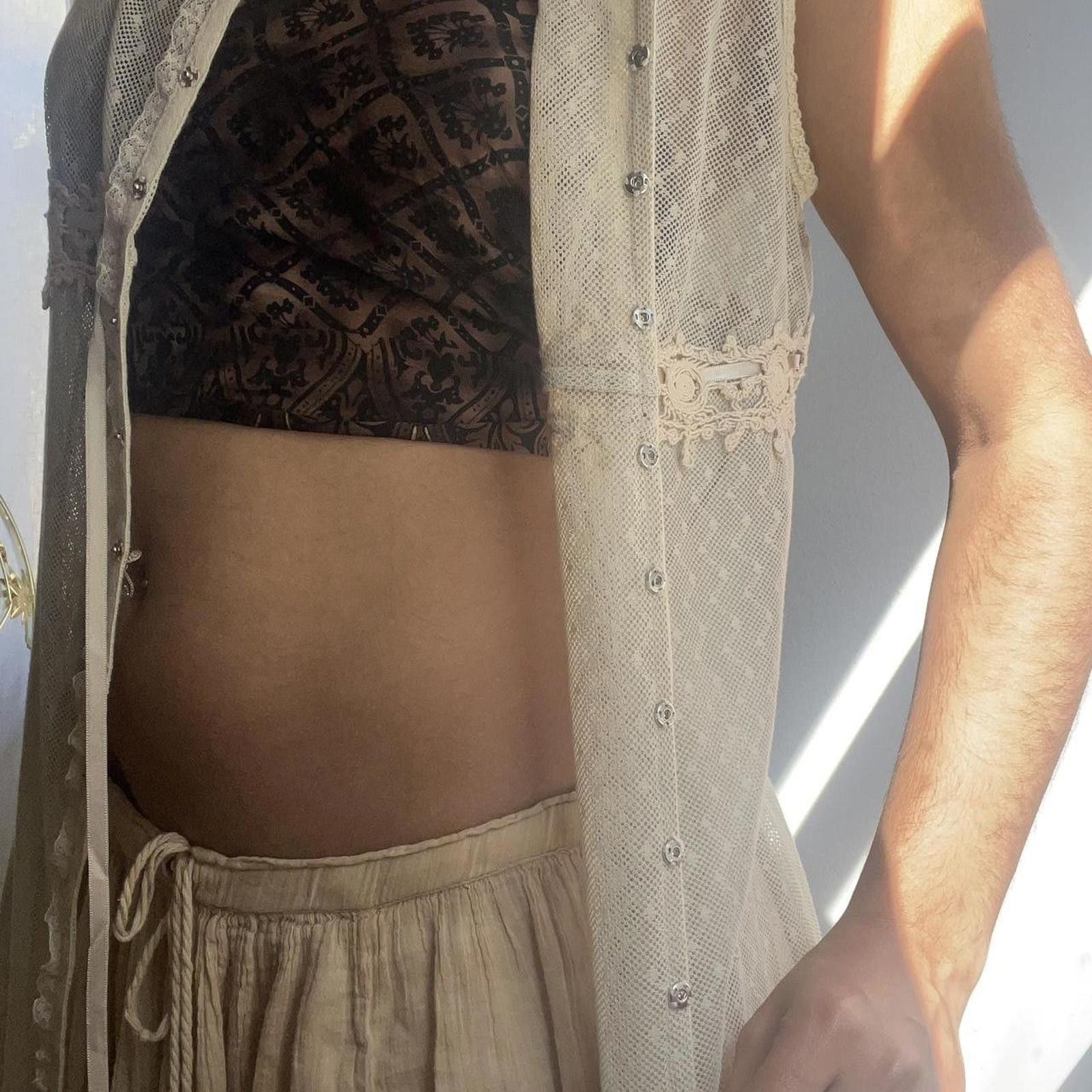 Other Cream lace-up front vest with tie waist detail #fairycore Size S / US 4 / IT 40 - 5 Thumbnail