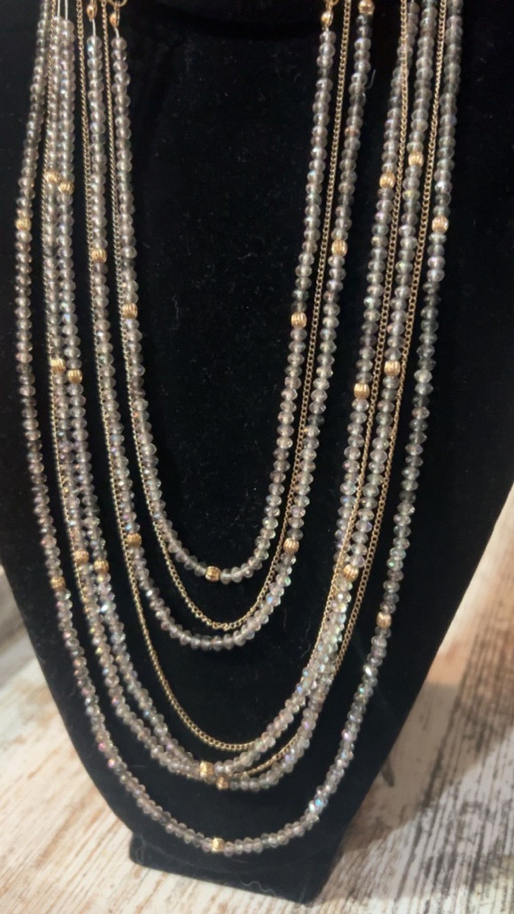 The Unbranded Brand Women's Gold and Gray Beaded Layered Necklace, One Size Size ONE SIZE - 3 Thumbnail