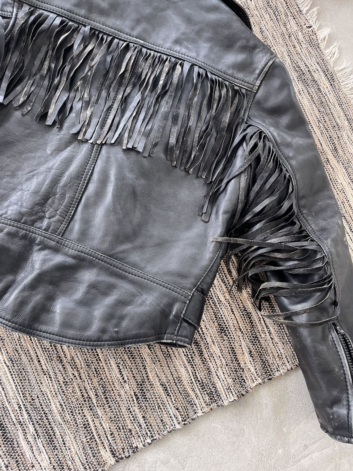 Genuine Leather Vintage Leather Biker Jacket Black Cowboy Western Style Y2K Size S / US 4 / IT 40 - 17 Thumbnail