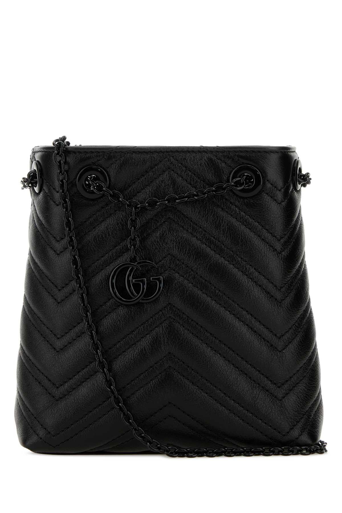 Gucci Black Leather Micro Gg Marmont Bucket Bag Size ONE SIZE - 1 Thumbnail