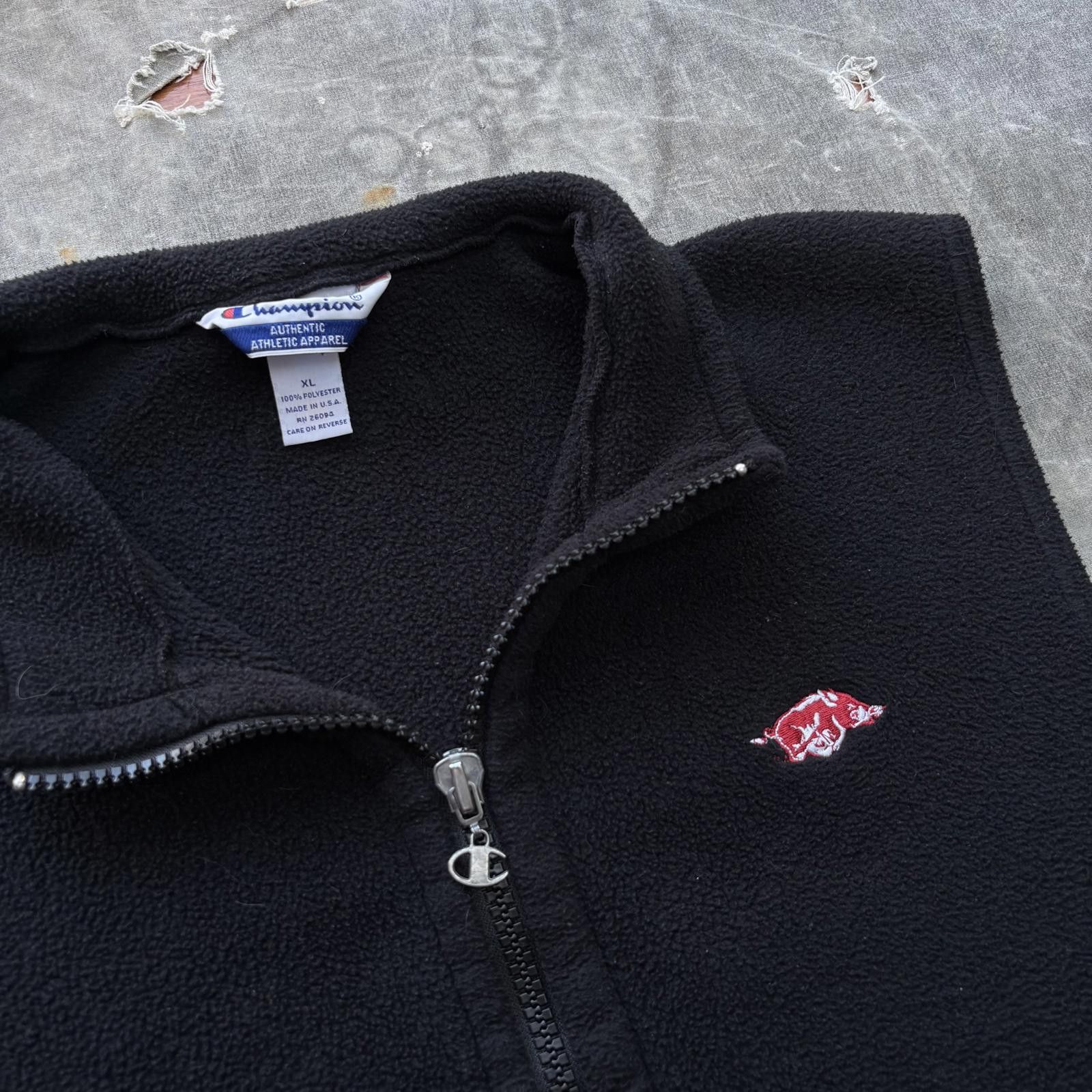 Champion Vintage 90s Champion Arkansas Razorbacks Black Fleece Vest Size US XL / EU 56 / 4 - 2 Thumbnail