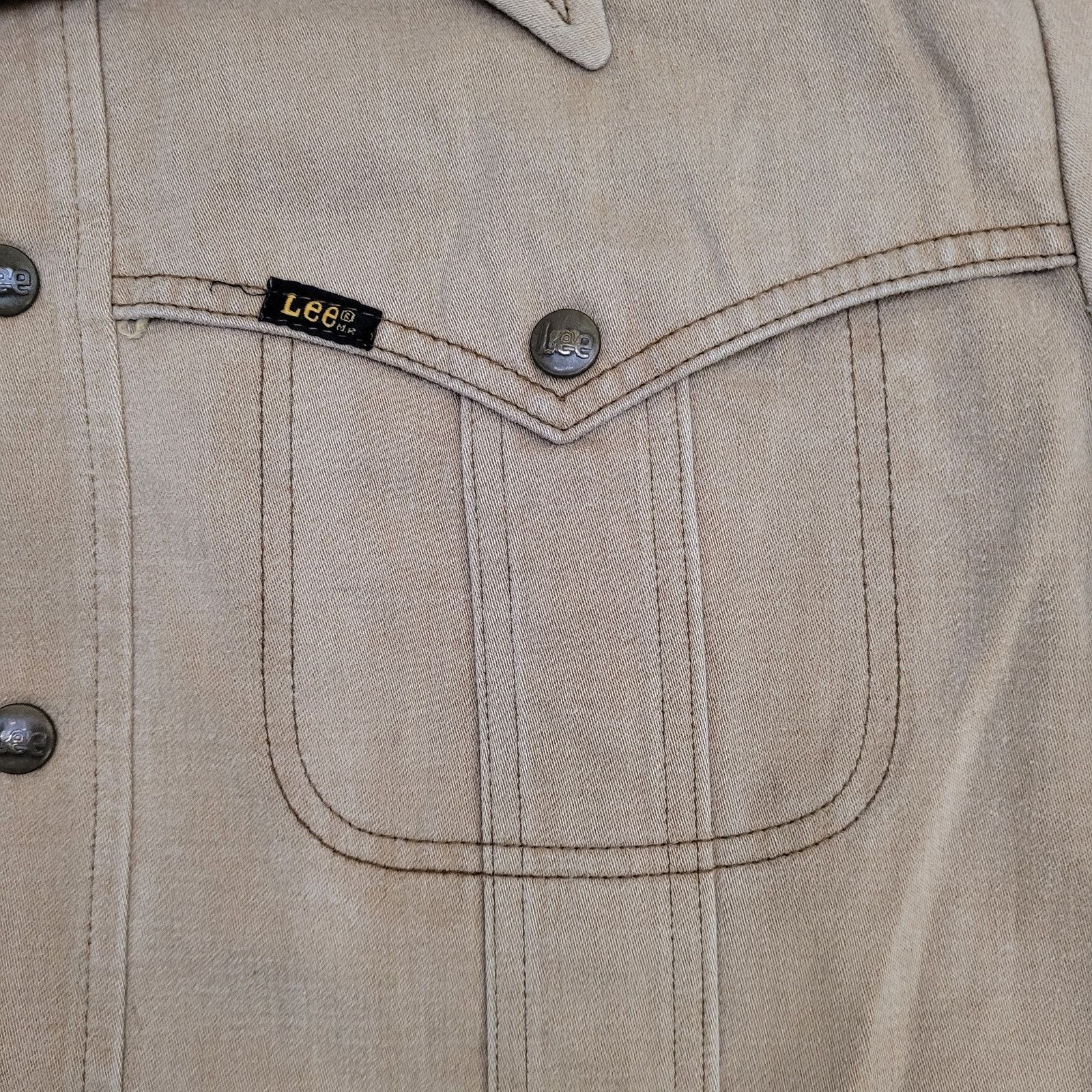 Lee Vintage 60s Lee Snap Button Shirt XL 24x29 Khaki Brown USA Size US XL / EU 56 / 4 - 9 Thumbnail