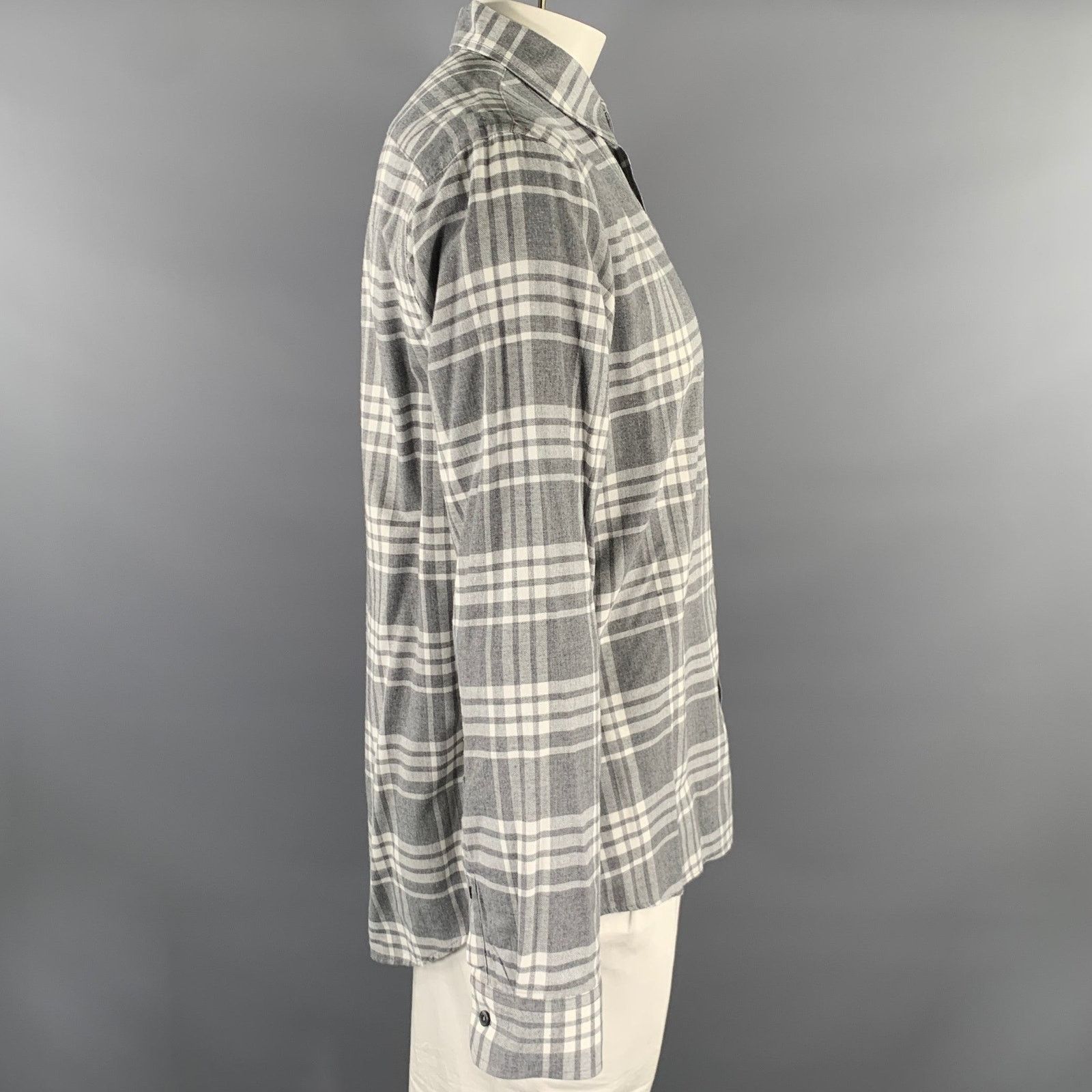 Michael Kors MICHAEL KORS Grey White Plaid Cotton Flannel Long Sleeve Size US XL / EU 56 / 4 - 3 Thumbnail