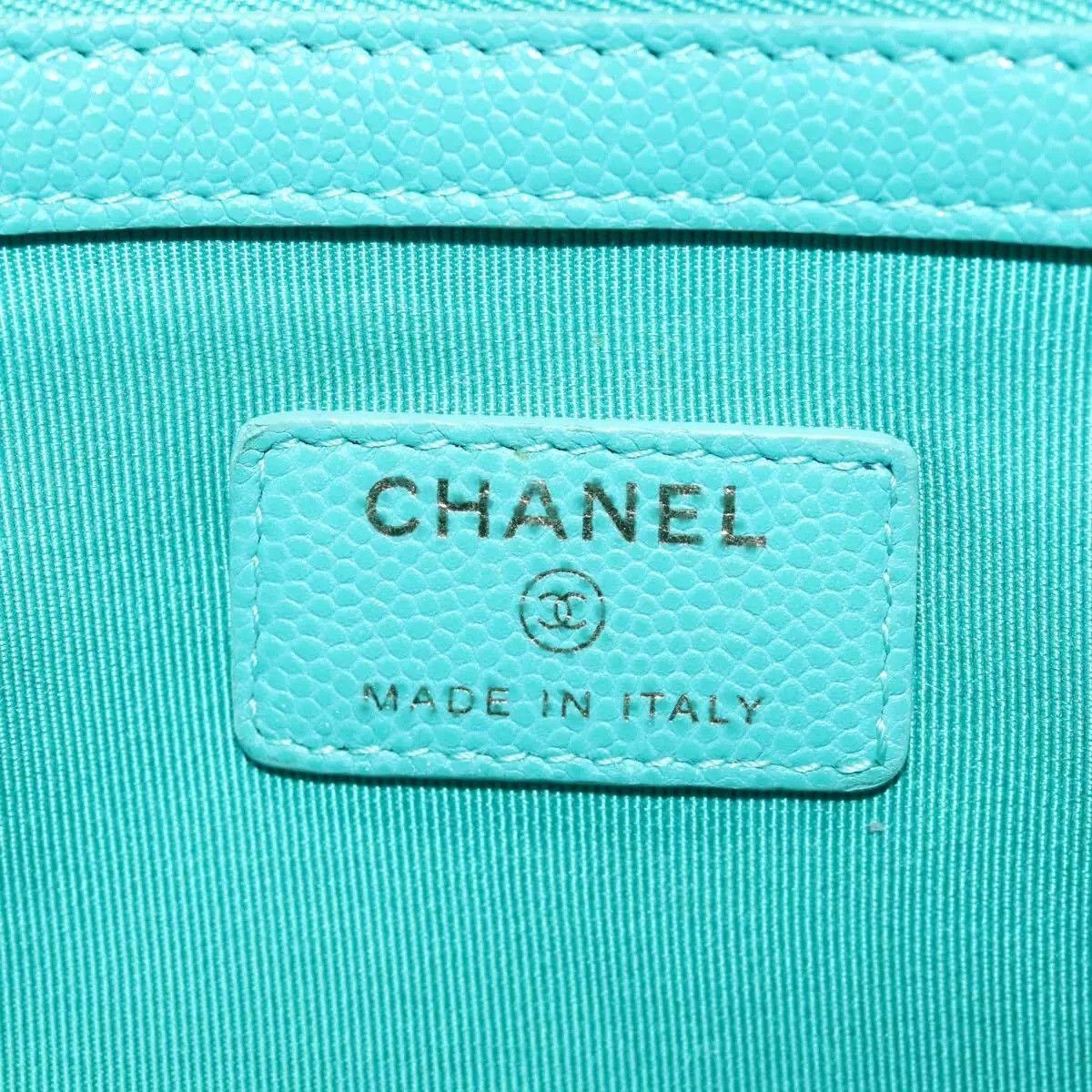 Chanel CHANEL Clutch Bag Caviar Skin Turquoise Blue CC Auth Size ONE SIZE - 3 Thumbnail