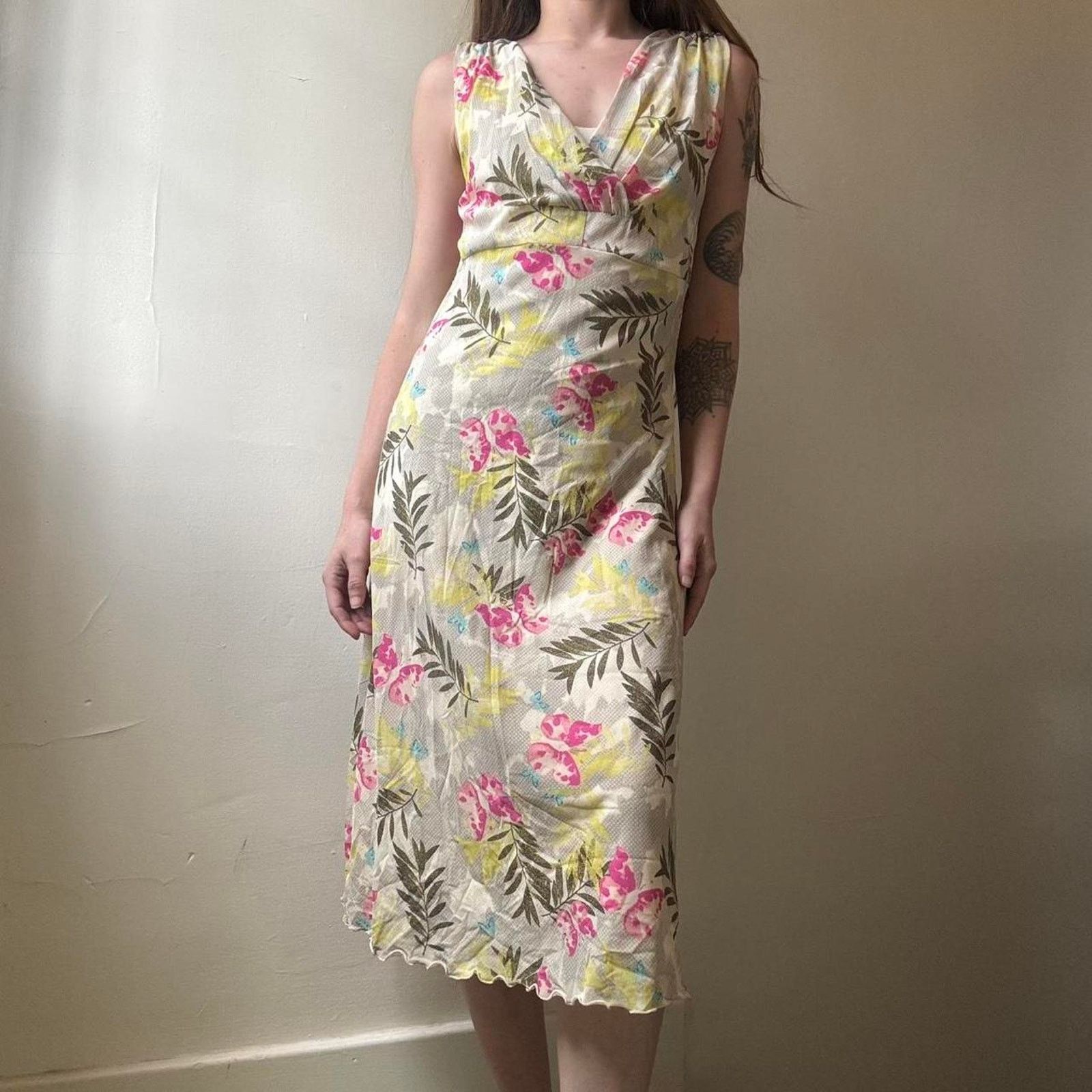 Vintage Vintage i.e. Petite 2000s Floral Sun Dress Small Y2K Summer Size S / US 4 / IT 40 - 2 Thumbnail