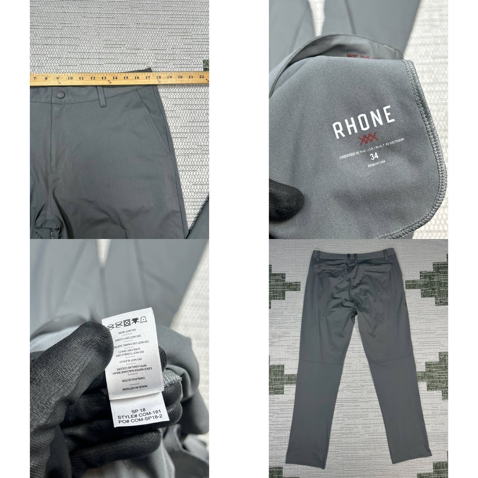 Rhone Rhone Mens Pants 34 Gray Tech Tapered Chinos Shirt? Size US 34 / EU 50 - 8 Thumbnail
