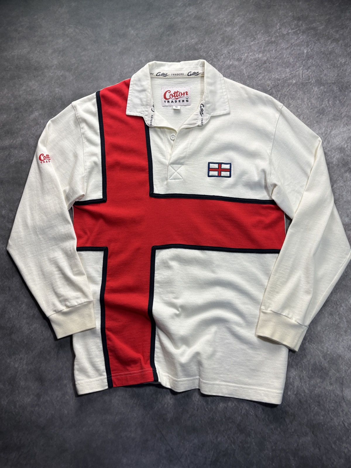 Cotton Traders Vintage England Rugby Shirt St. George Cross Union Jack Flag Size US M / EU 48-50 / 2 - 2 Thumbnail